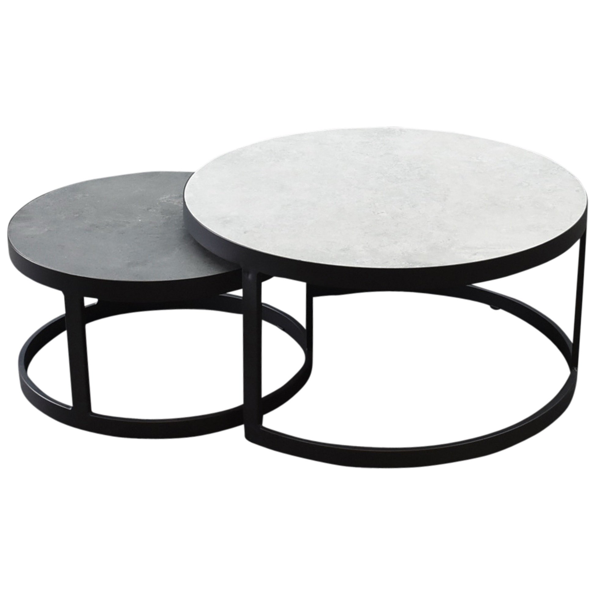 AVH-Collectie Montenegro salontafels 80 cm rond en 60 cm rond keramiek antraciet