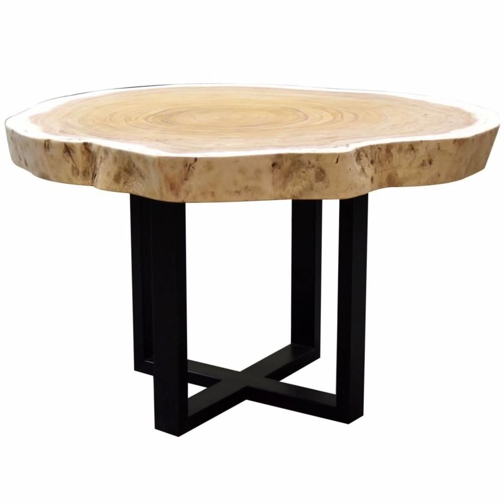 AVH-Collectie Boomstamtafel 100xH75 cm rond roestvrij stalen poten - bladdikte 9 cm