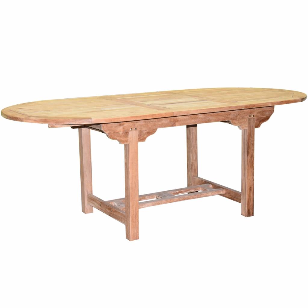 AVH-Collectie Ovaal uitschuifbare dining tuintafel 160-210x90xH76 cm teak bladdikte 2,8 cm