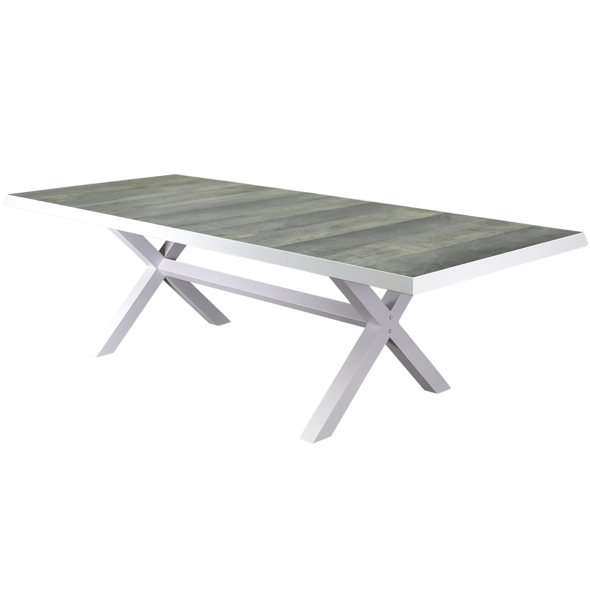 AVH-Collectie New Delhi dining tuintafel 244x103xH72,5 cm met kruispoot wit