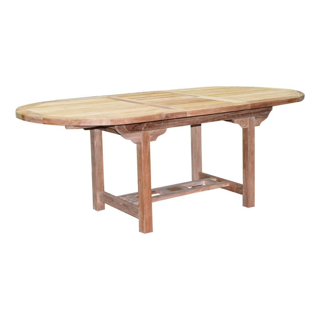 AVH-Collectie Ovaal uitschuifbare dining tuintafel 160-210x100xH76 cm teak bladdikte 4 cm