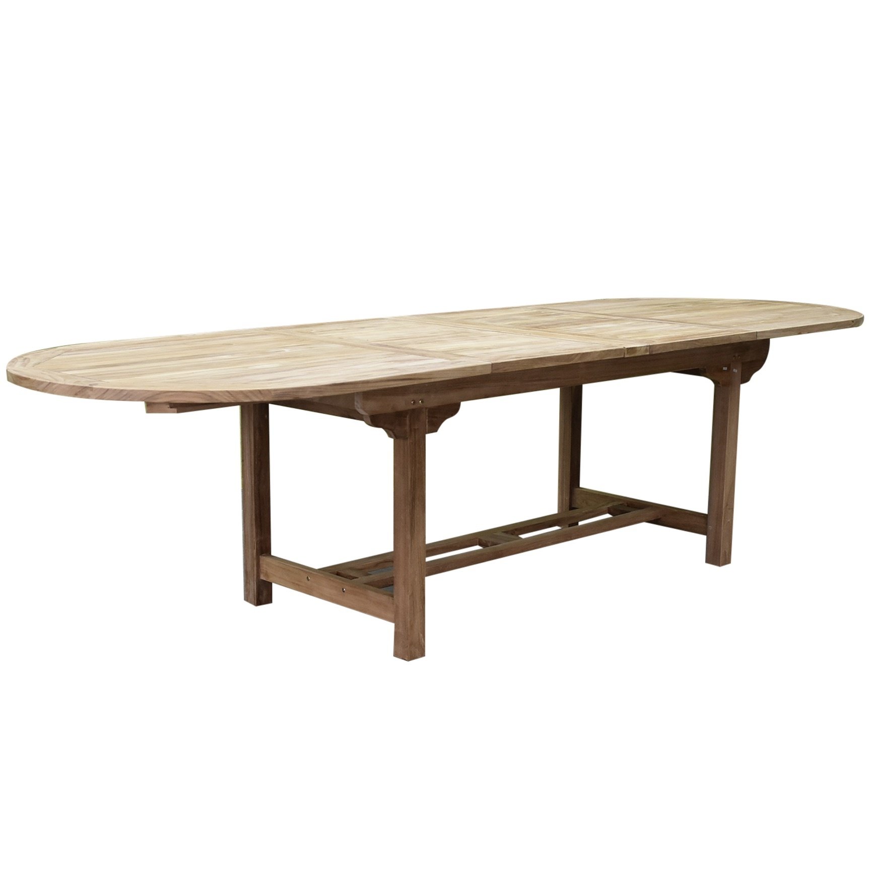 AVH-Collectie Ovaal 2 x uitschuifbare dining tuintafel 200-250-300x100xH78 cm teak zware uitvoering