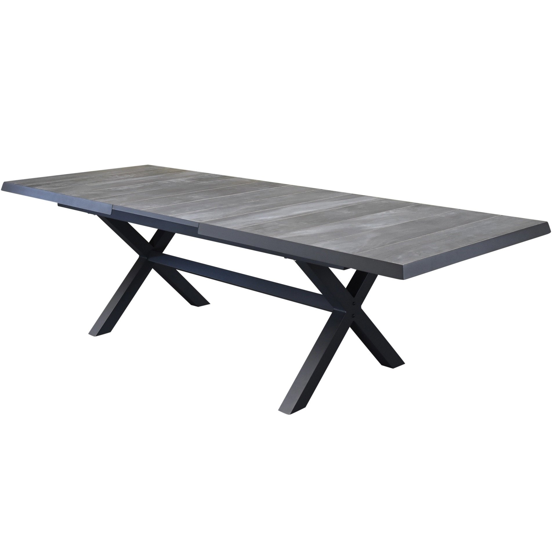 AVH-Collectie San Diego uitschuifbare dining tuintafel 204-264x100xH74 cm met kruispoot antraciet