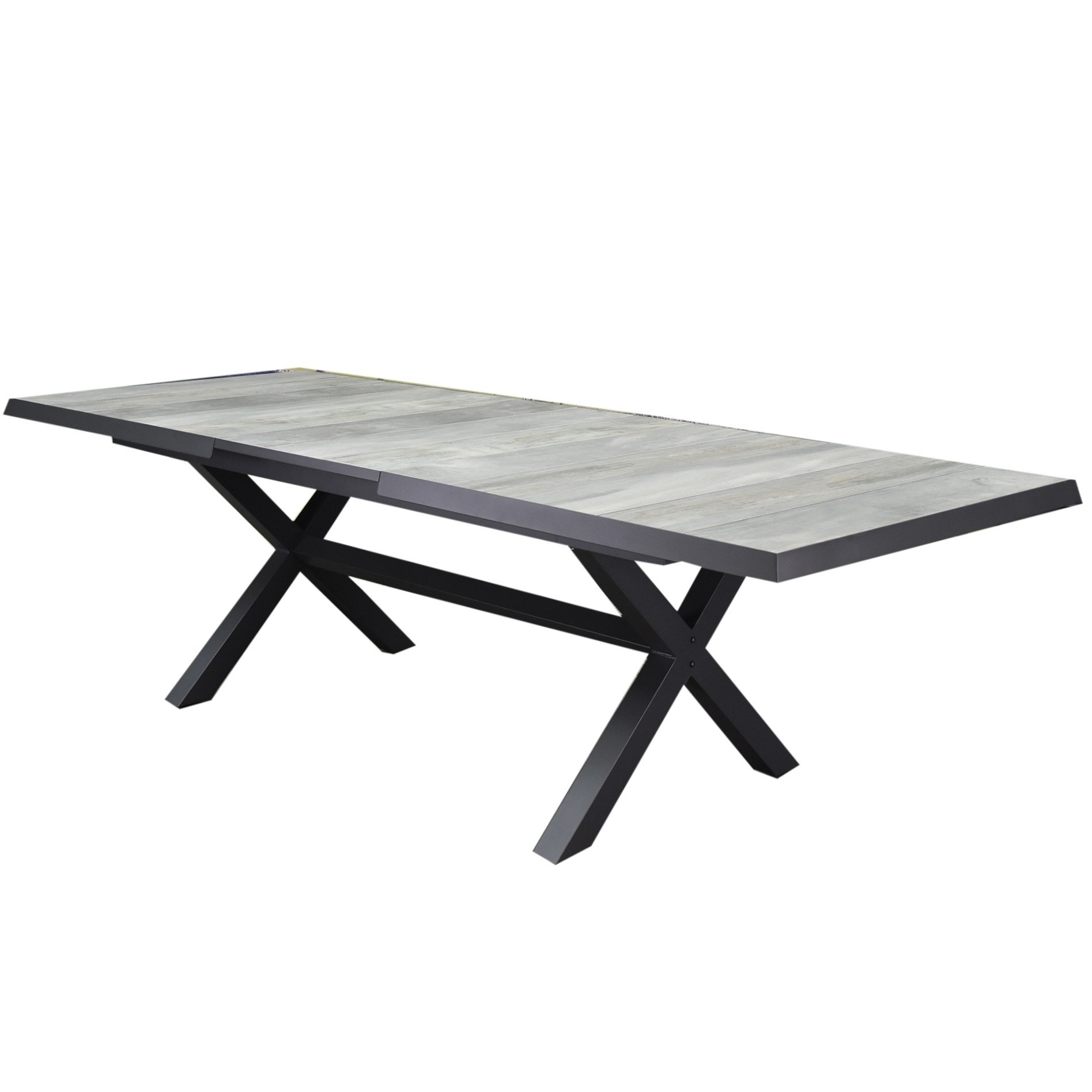 AVH-Collectie New Delhi uitschuifbare dining tuintafel 204-264x103xH76,5 cm met kruispoot antraciet