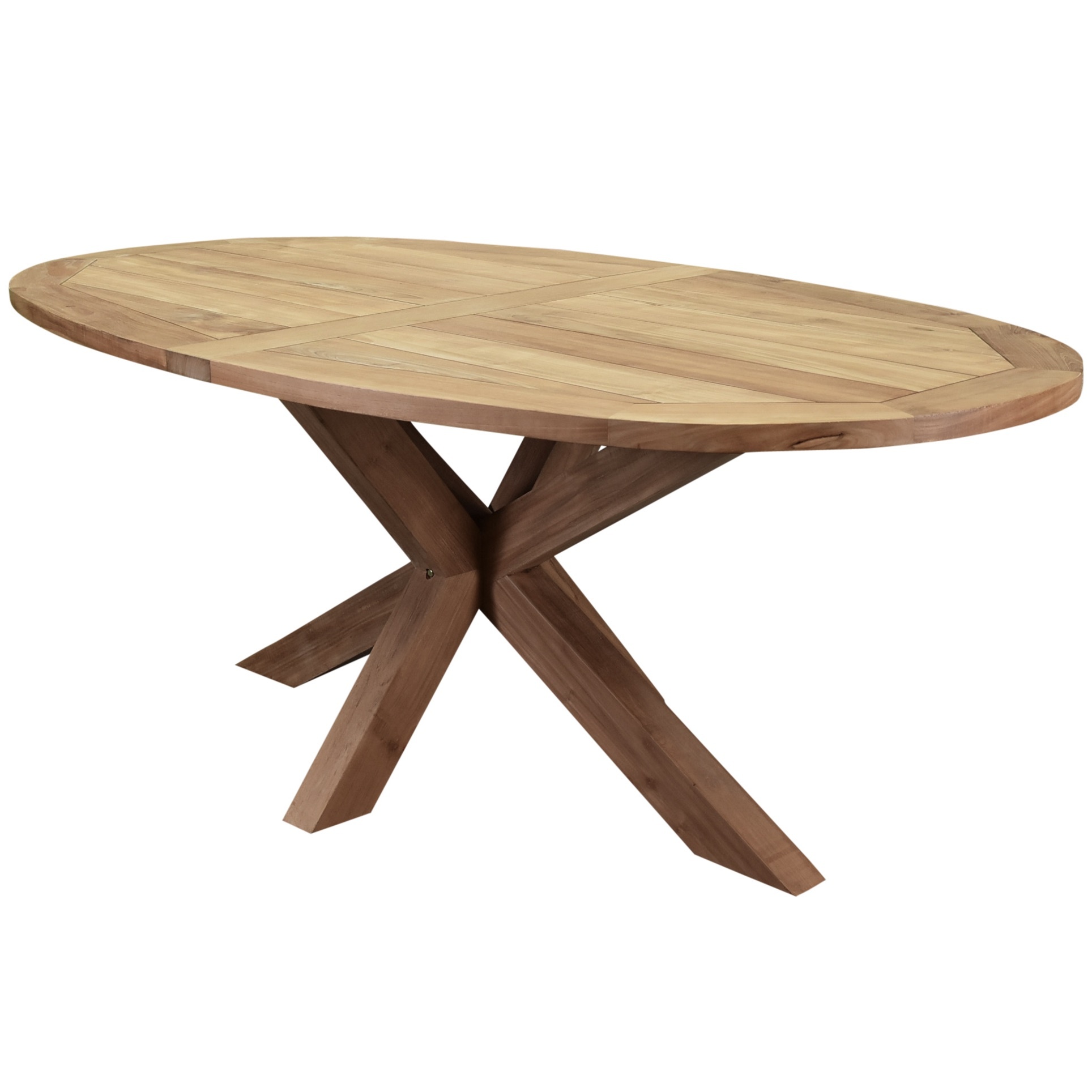 AVH-Collectie Ellips dining tuintafel 200x110xH76 cm met kruispoot teak