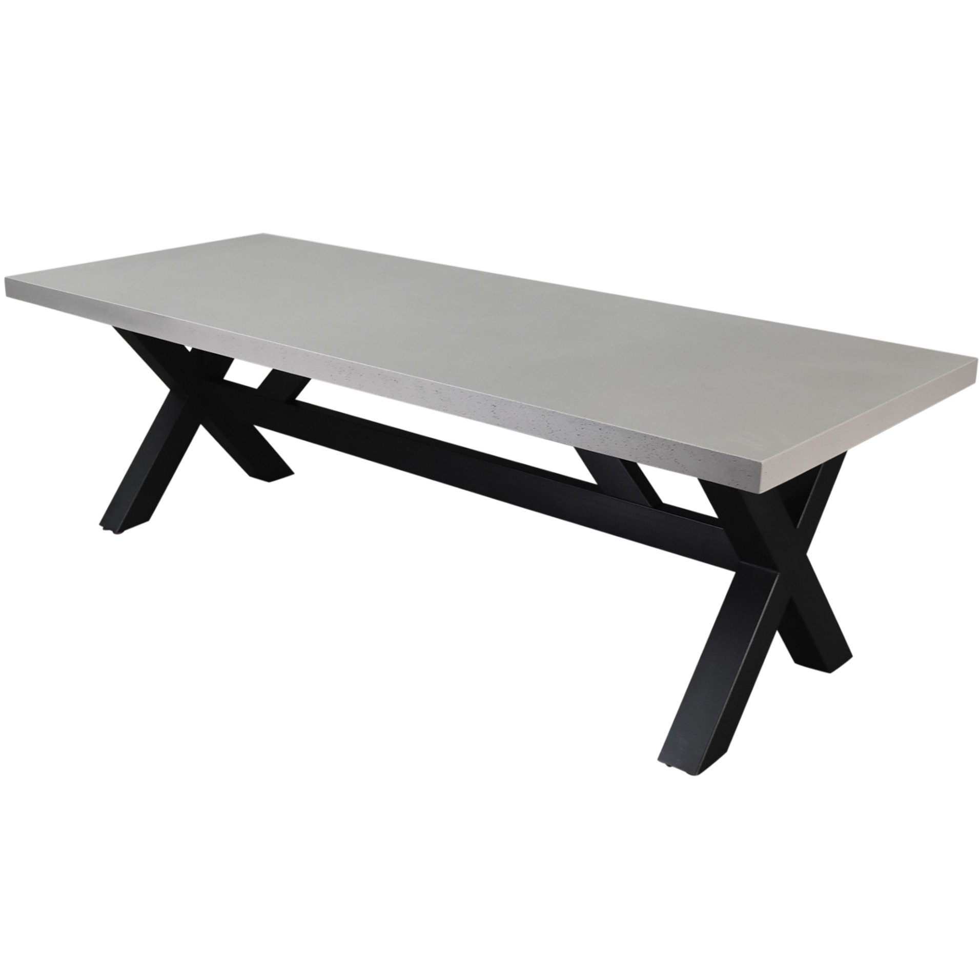 AVH-Collectie Glasgow betonlook dining tuintafel 250x100xH76 cm zwart onderstel