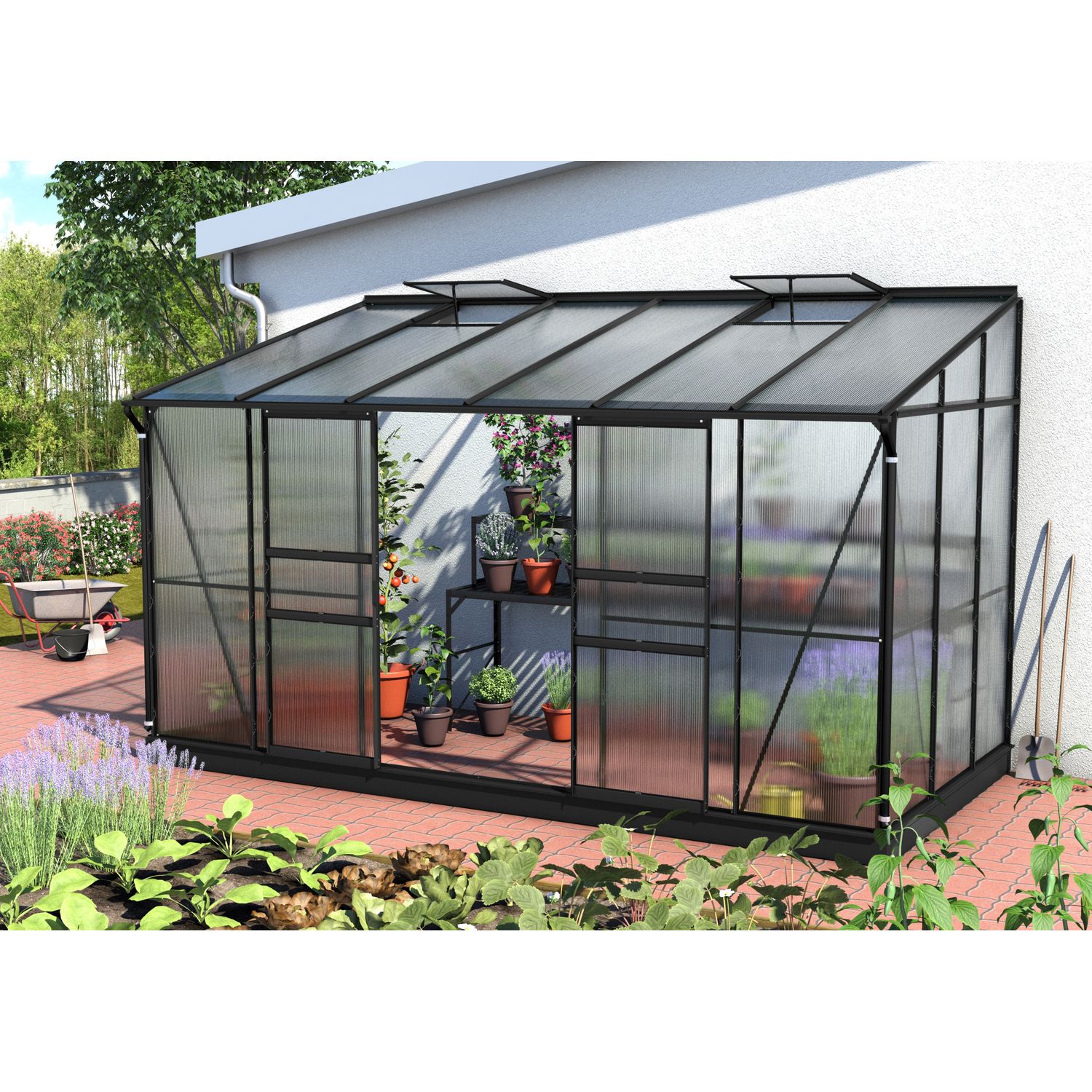 Vitavia Tuinkas Ida 7800 - Polycarbonaat 6mm - Zwart - 387x201x221cm