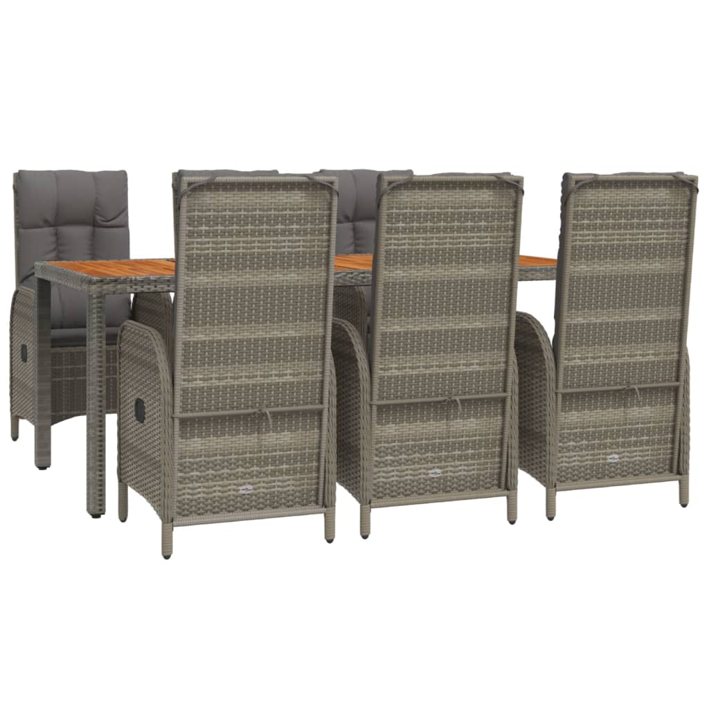 vidaXL 7-delige Tuinset met kussens poly rattan grijs