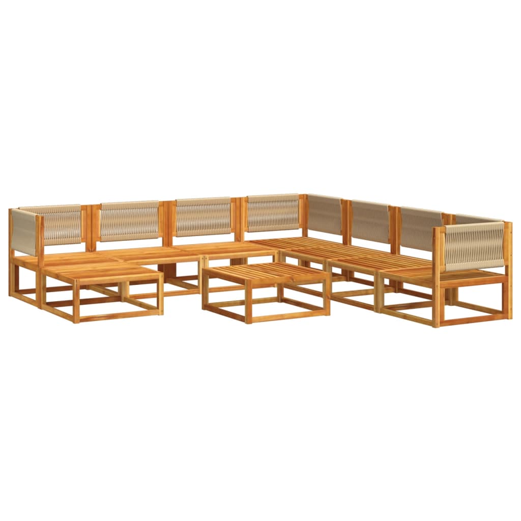 vidaXL 9-delige tuinbankset met kussens acaciahout & touw
