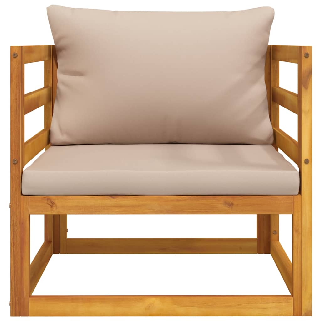 vidaXL Tuinstoel met kussens massief acaciahout taupe