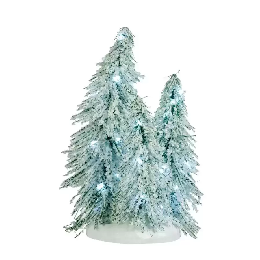 Luville Efteling 3 Snowy trees on base white light BO - l12xw10xh19cm