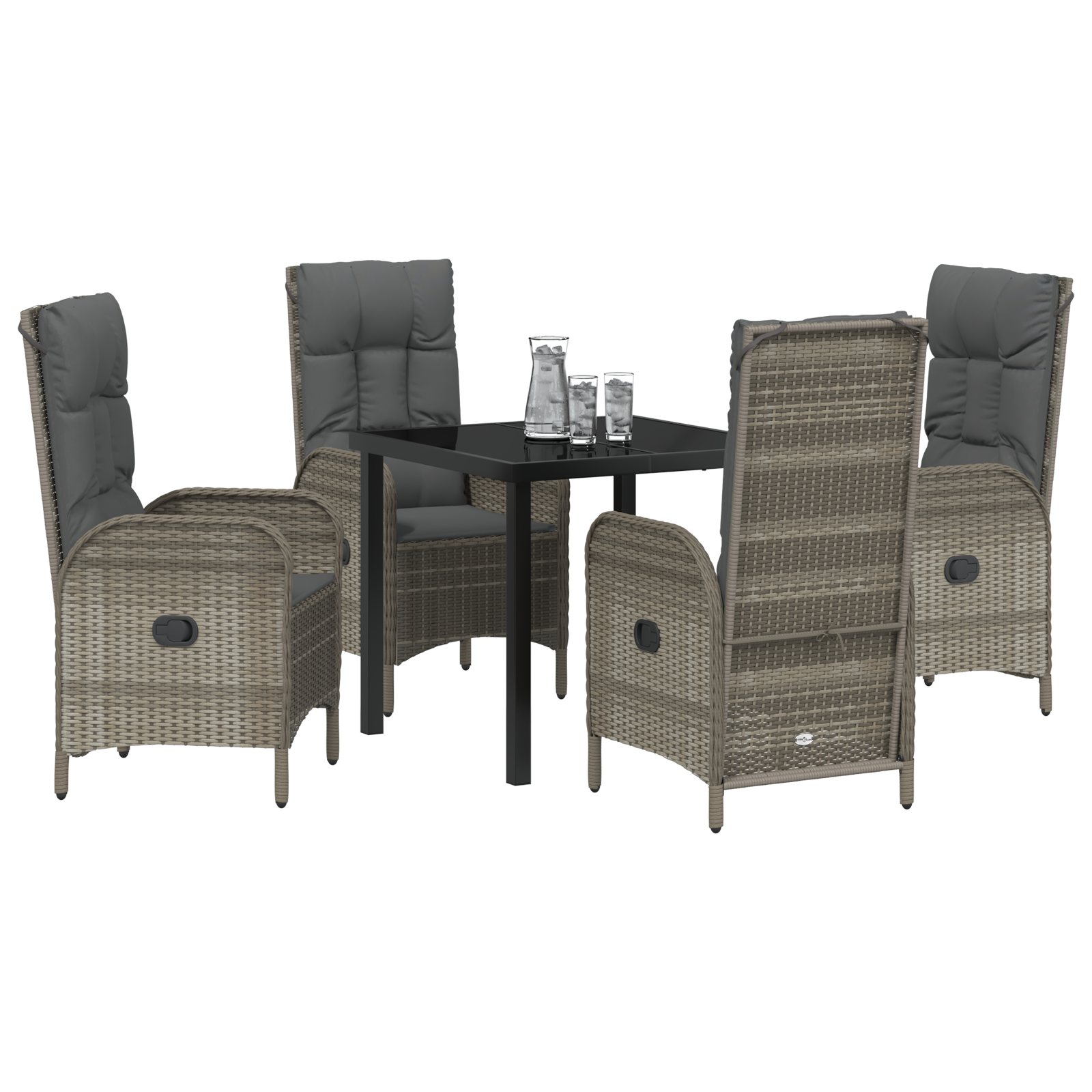 vidaXL 5-delige tuinset grijs poly rattan