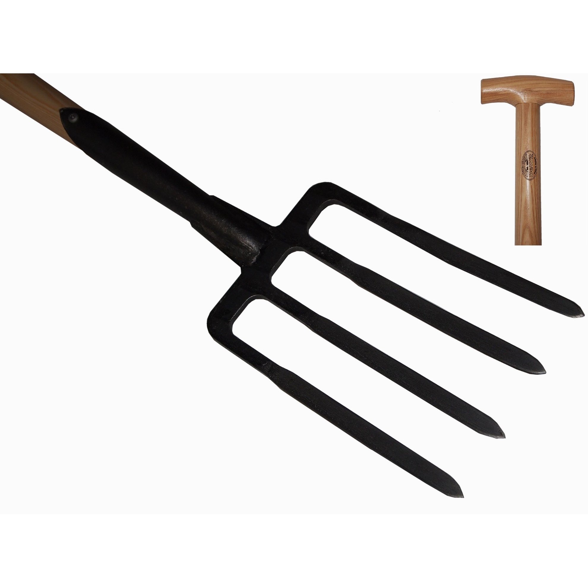 De Wit Spitvork 4 Tands Met Essen Steel 90 Centimeter
