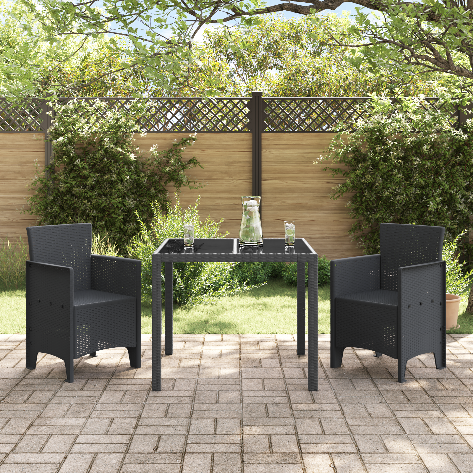 vidaXL Tuinstoelen 2 st poly rattan antraciet