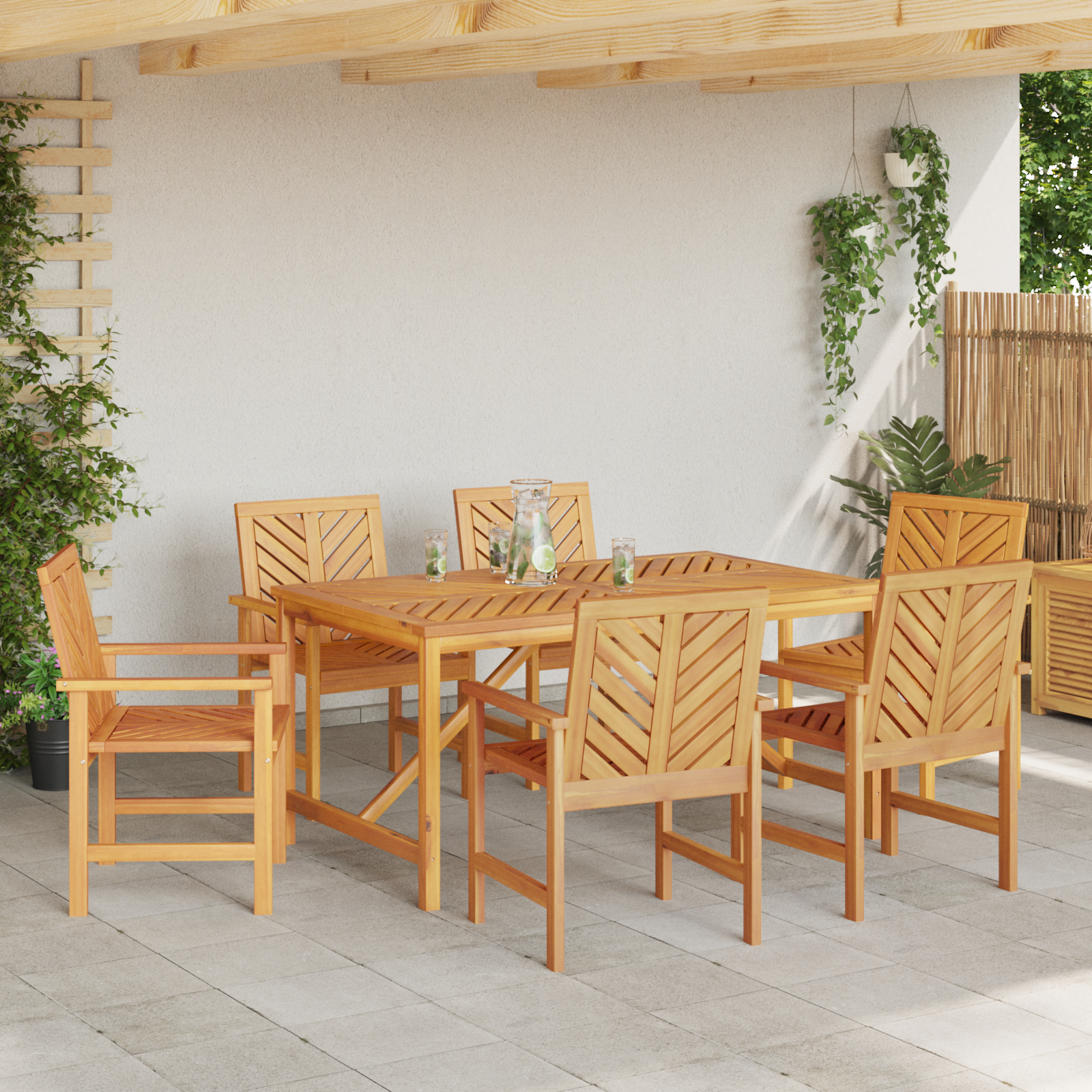 vidaXL Tuin Eetset 6 pcs Bruin Medium Massief hout