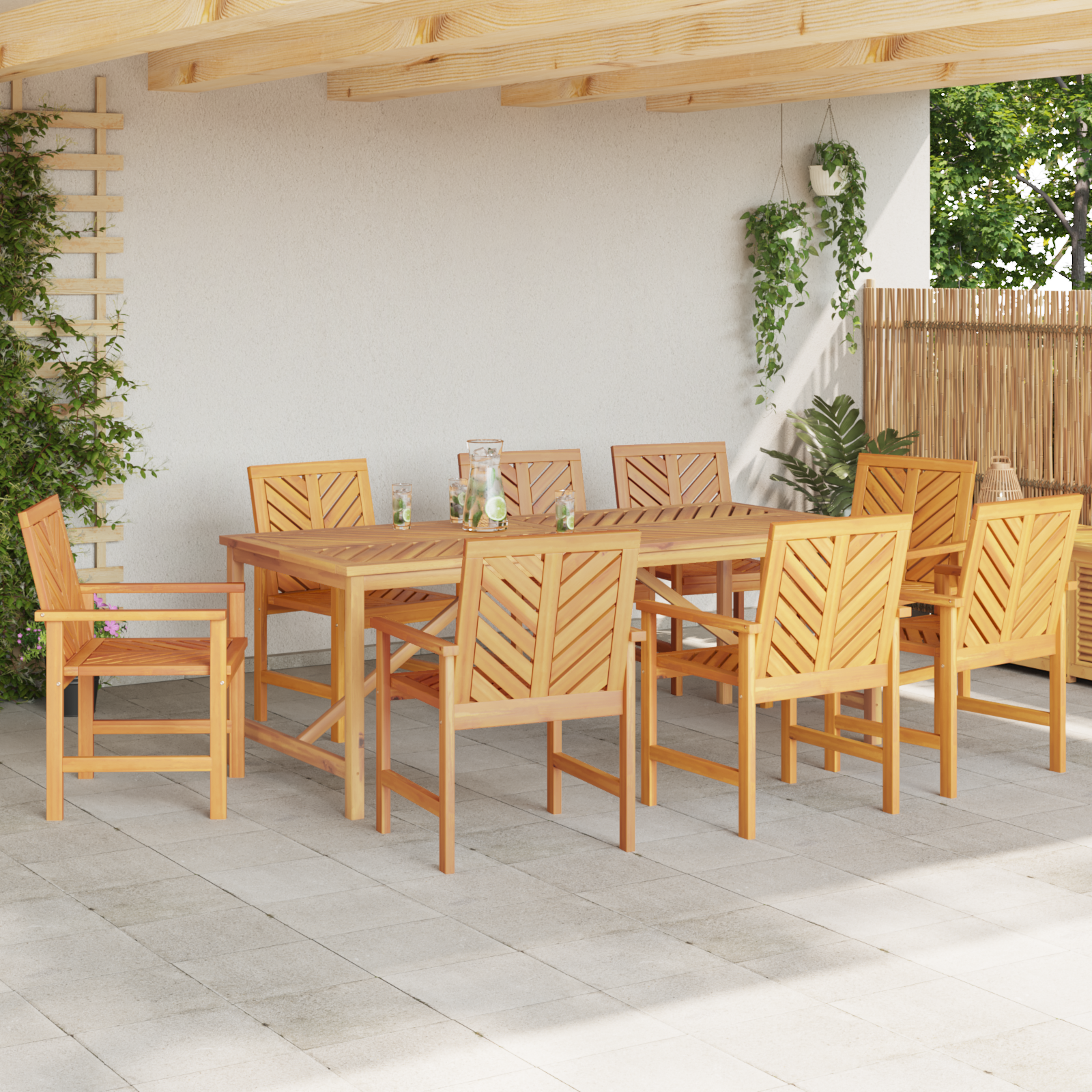 vidaXL Tuin Eetset 8 pcs Bruin Standaard Massief acaciahout
