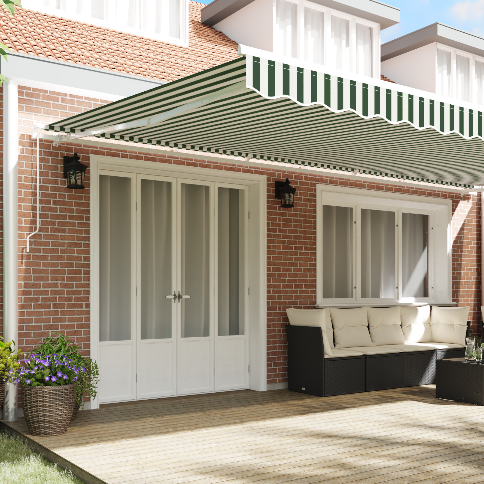 vidaXL Luifel Vervangingsdoek voor 6x3 m Frame Groen en Wit