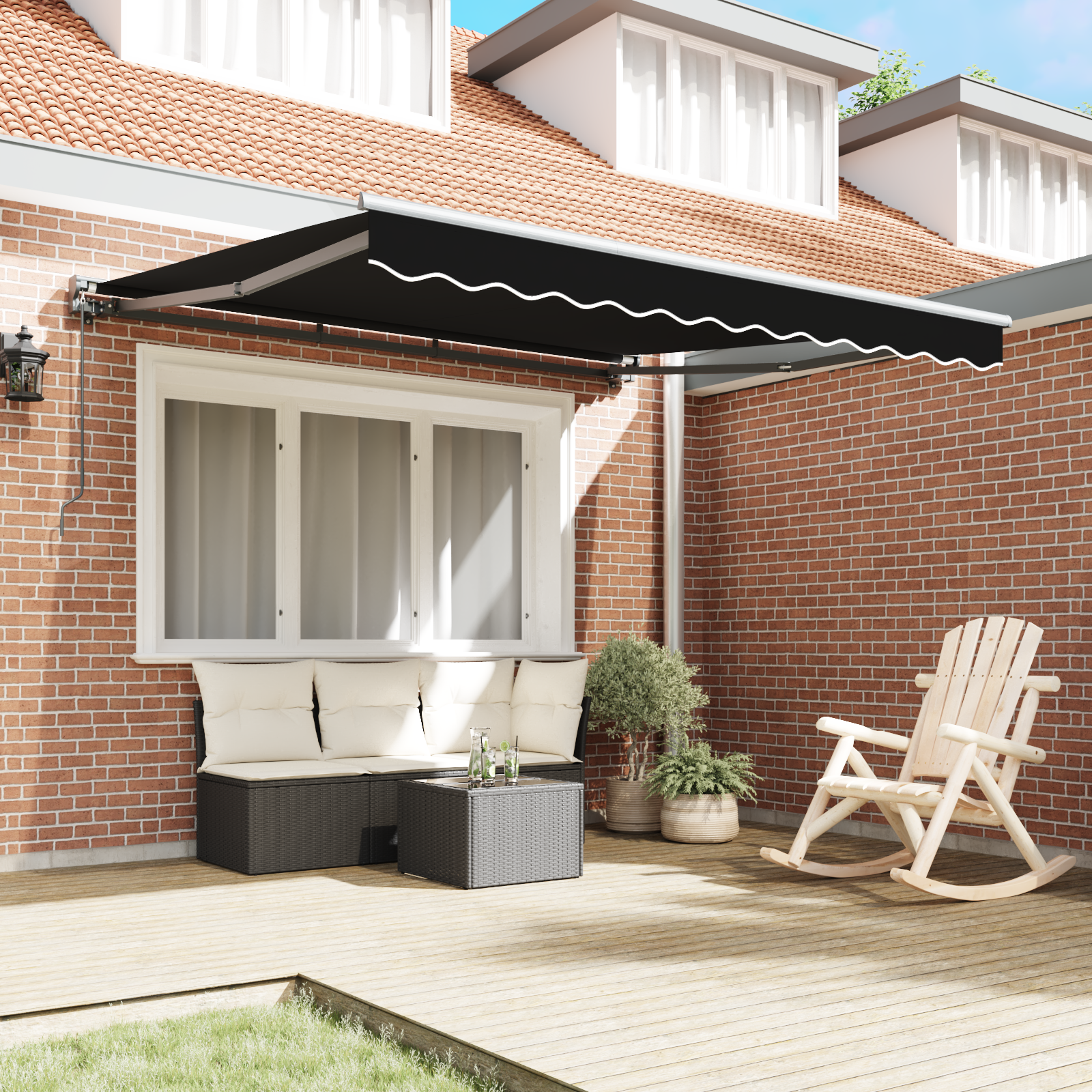 vidaXL Inklapbaar Zonnescherm Zwart 300x250 cm Polyester
