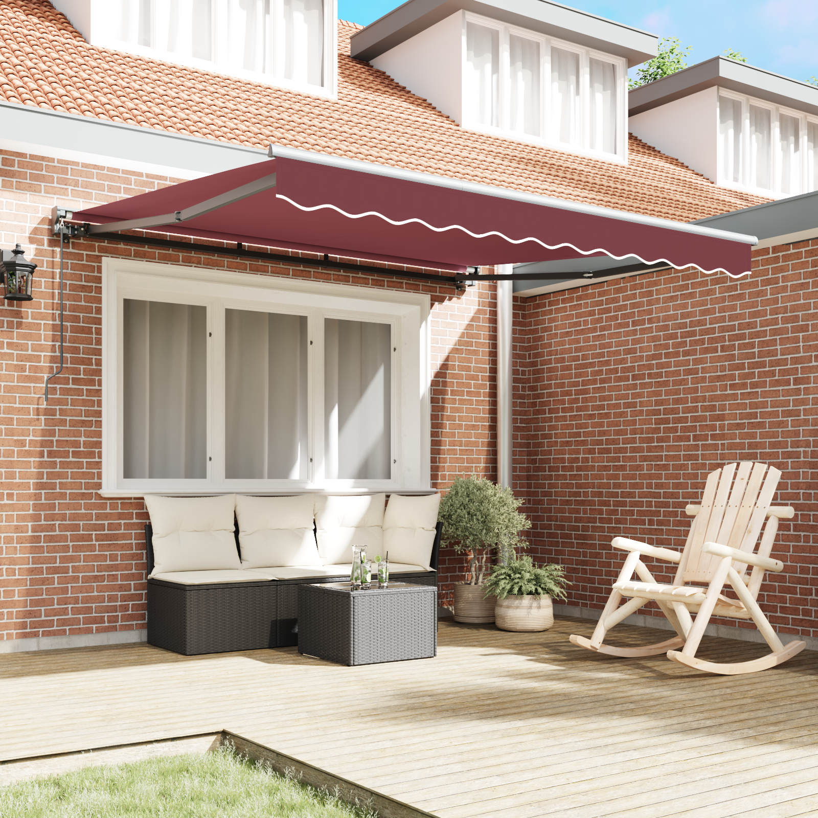 vidaXL Inklapbaar Zonnescherm Bordeaux Rood 300x250 cm Polyester