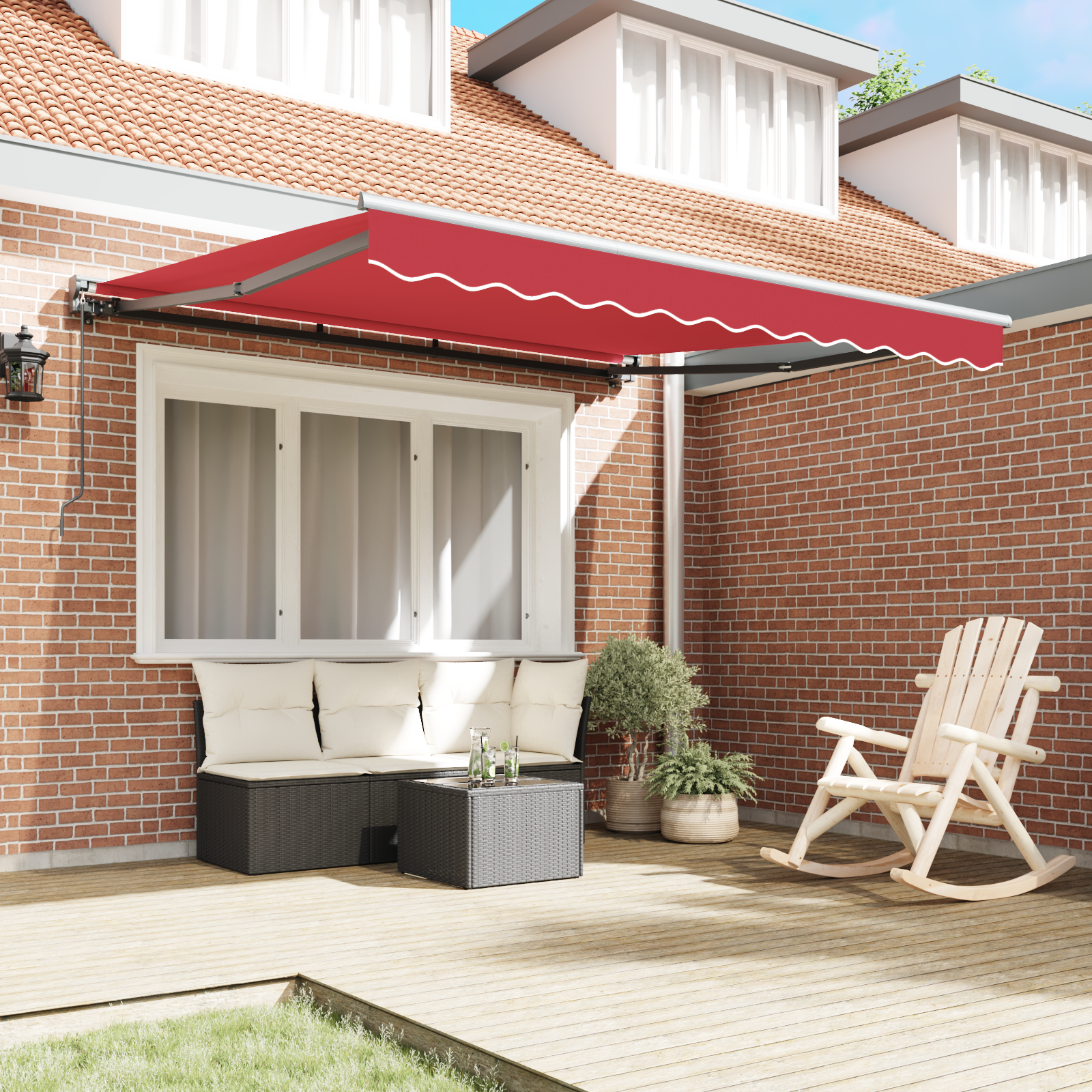 vidaXL Inklapbaar Zonnescherm Rood 300x250 cm Polyester