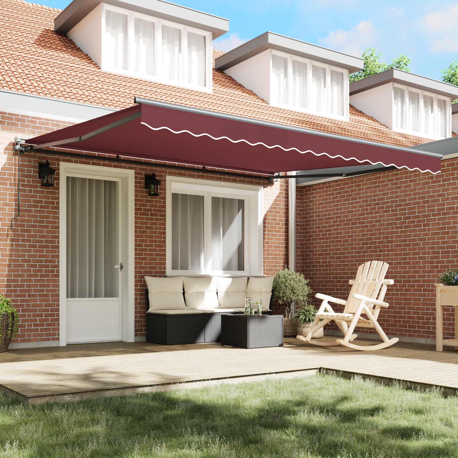 vidaXL Inklapbaar Zonnescherm Bordeaux Rood 400x300 cm