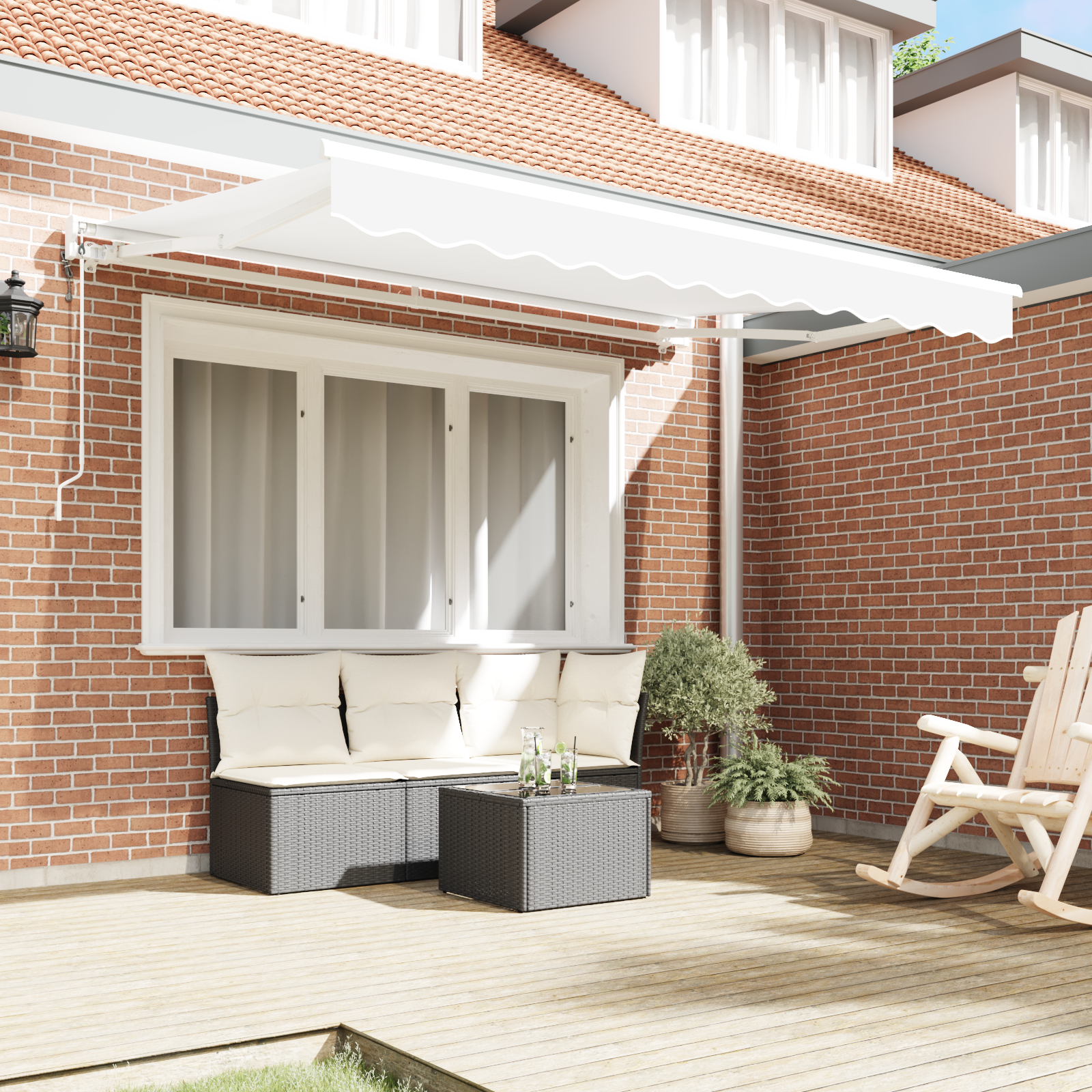 vidaXL Inklapbaar Zonnescherm Wit 350x200 cm Stof en Aluminium