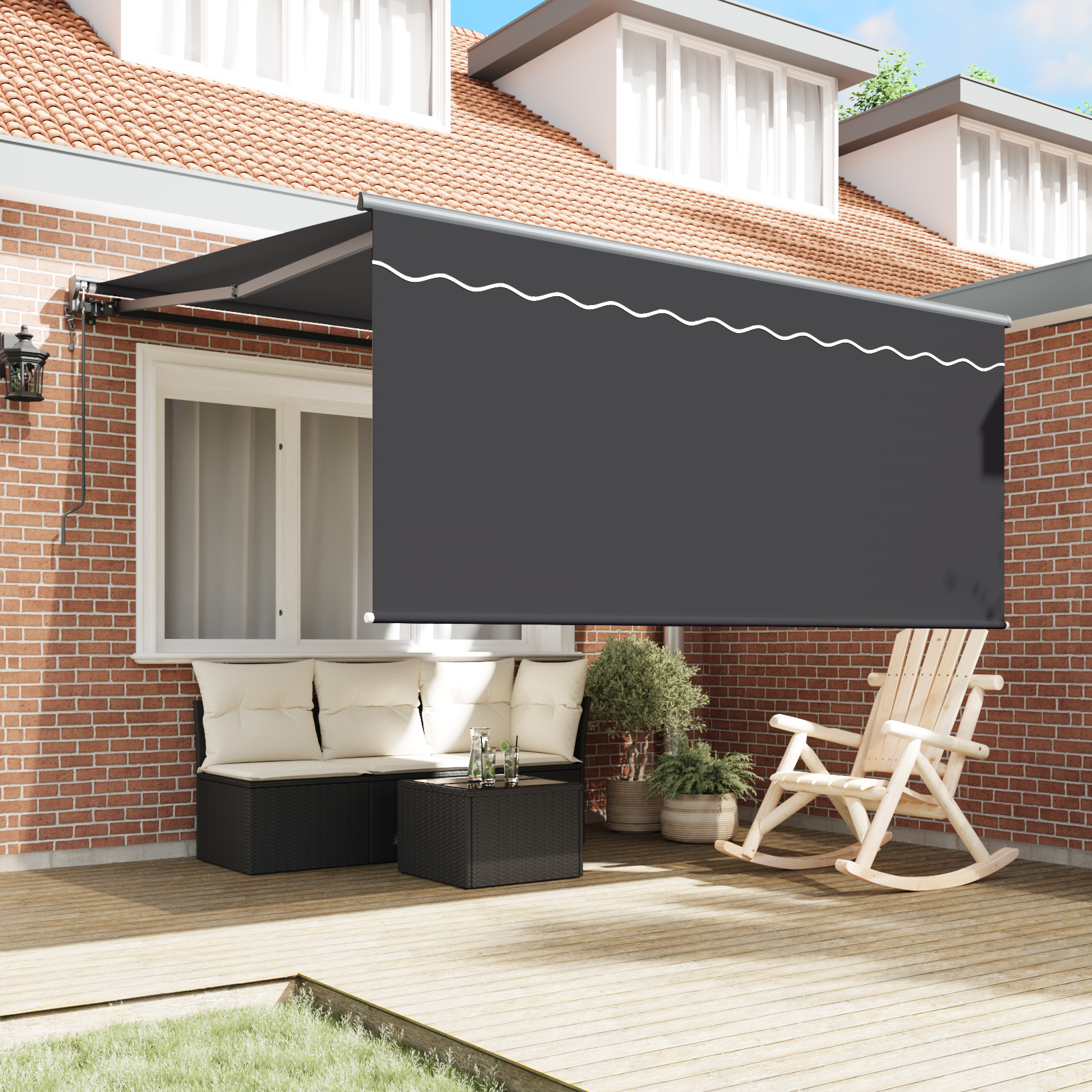 vidaXL Inklapbaar Zonnescherm Antraciet Grijs 350 x 250 cm