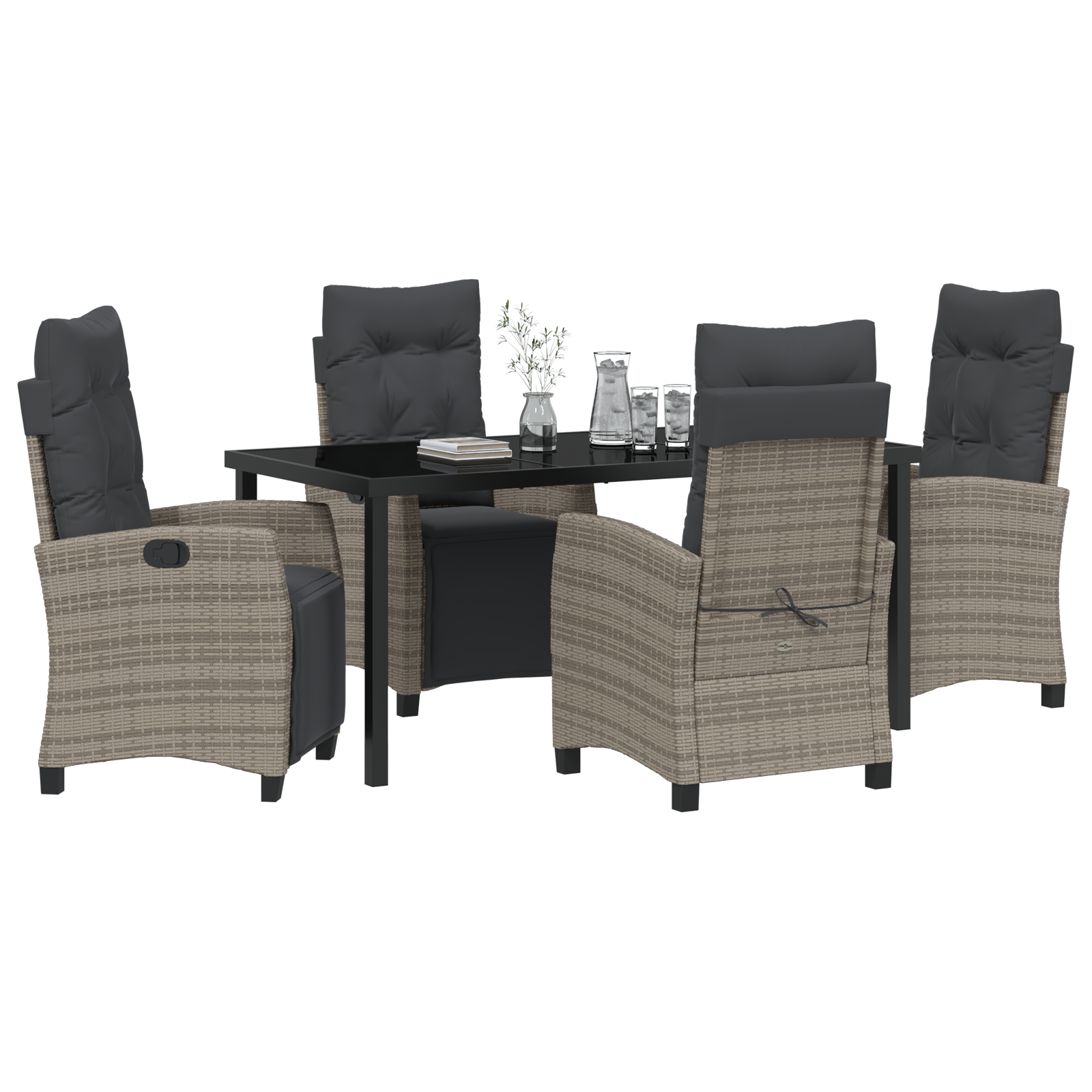 vidaXL 5-delige Tuin Eetset Grijs Poly Rattan