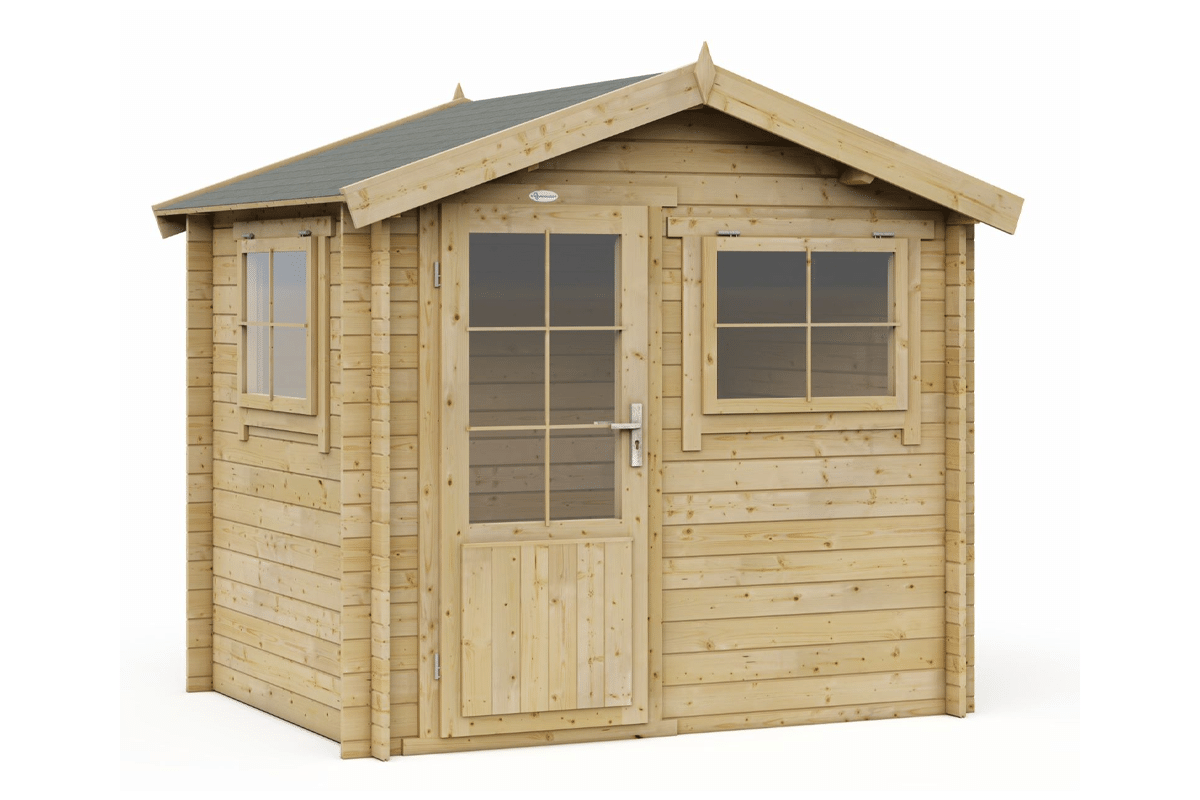 Van Kooten Tuin en Buitenleven Interflex 2520 Blokhut 250x200 cm 28 mm vuren gecoat- Zadeldak- Hout- Interflex
