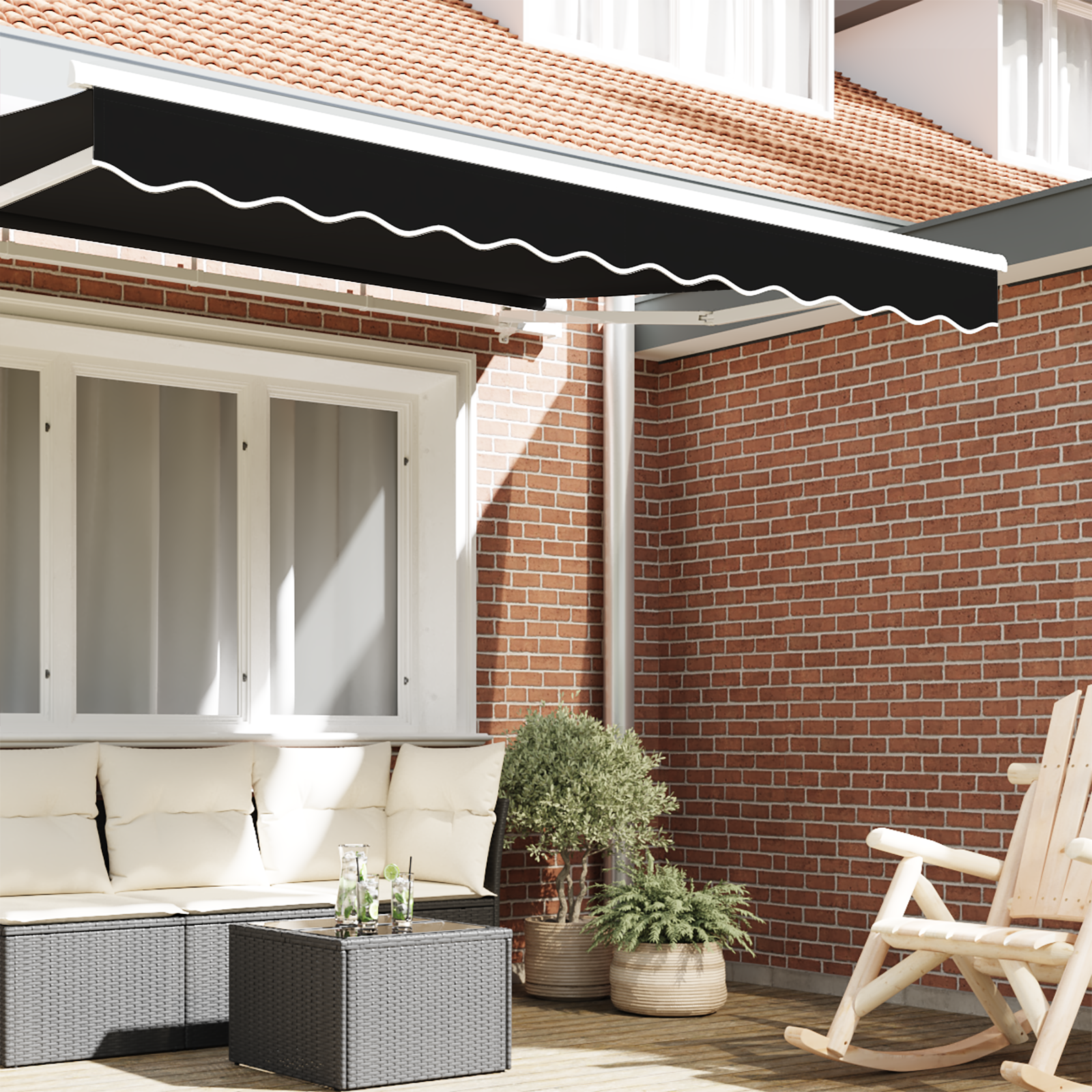 vidaXL Rode Markies Valance Zwart 2.8x0.2 m Polyester