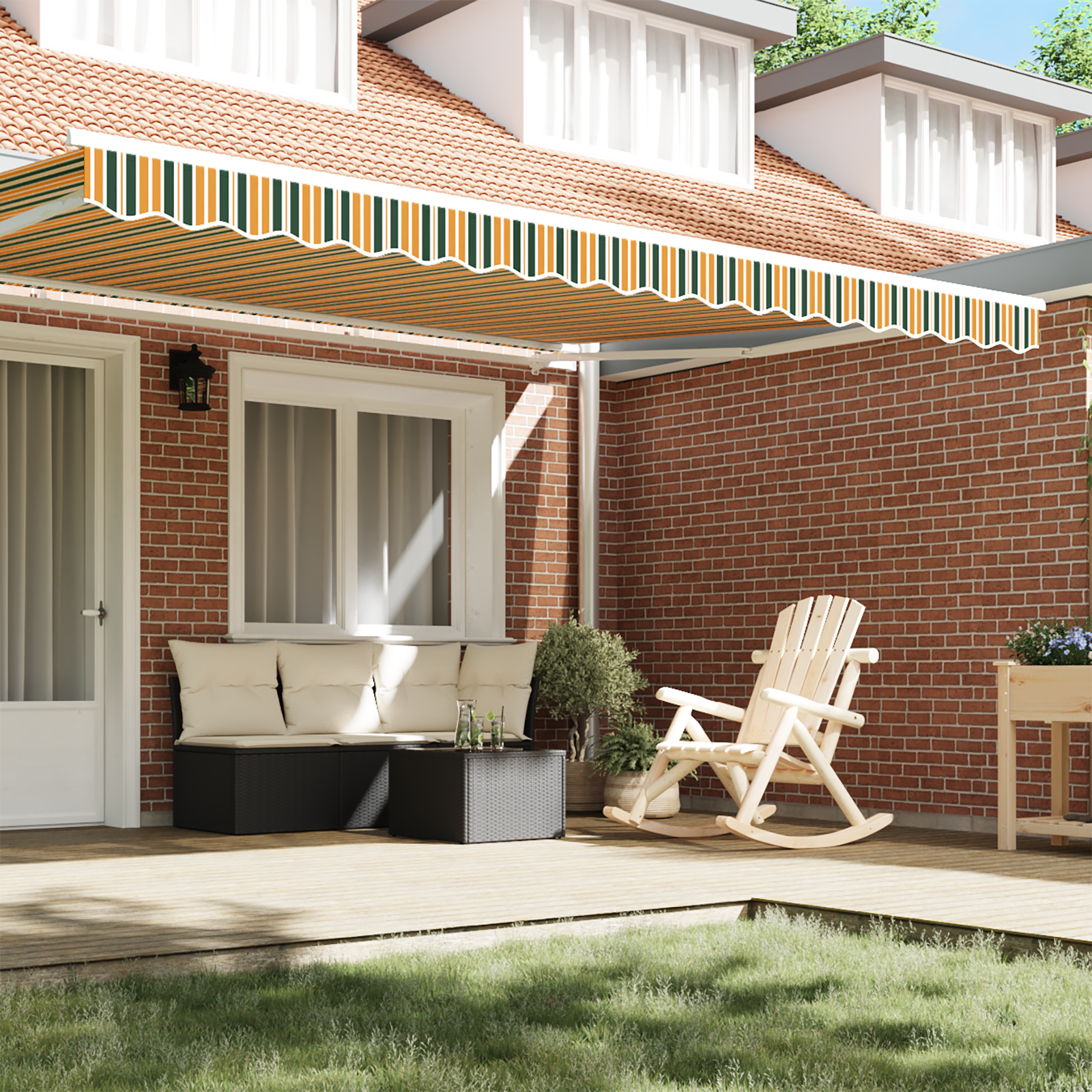 vidaXL Luifelvalance voor 4,5 m Frame Groen en Geel - 4,3x0,2 m