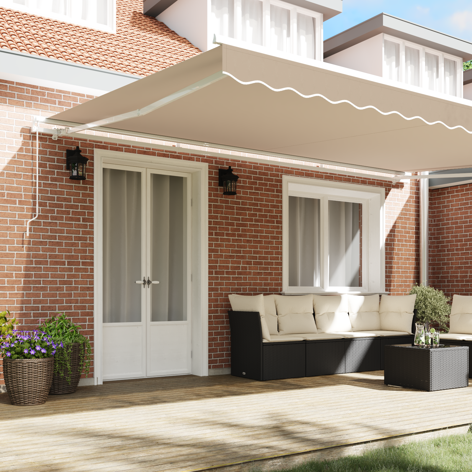 vidaXL Handmatige Uittrekbare Ligbed Beige 500x350 cm