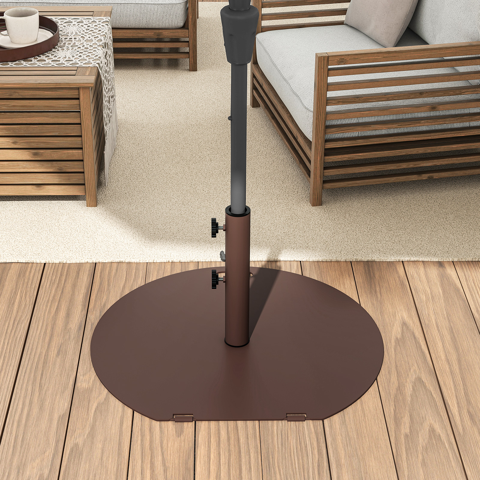 Costway Zonneschirmstandaard 23 kg Parasolstandaard met Wielen en Handvat Ronde Parasolgewicht voor Parasolstangen van 41/50 mm
