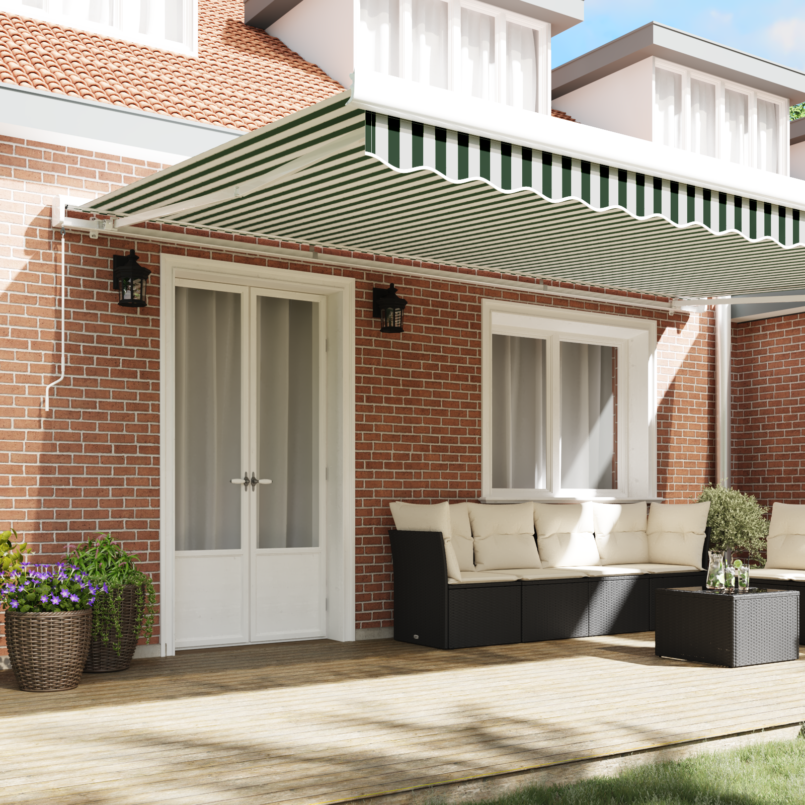 vidaXL Zonnescherm Vervangstof voor 5x3 m Frame Groen en Wit