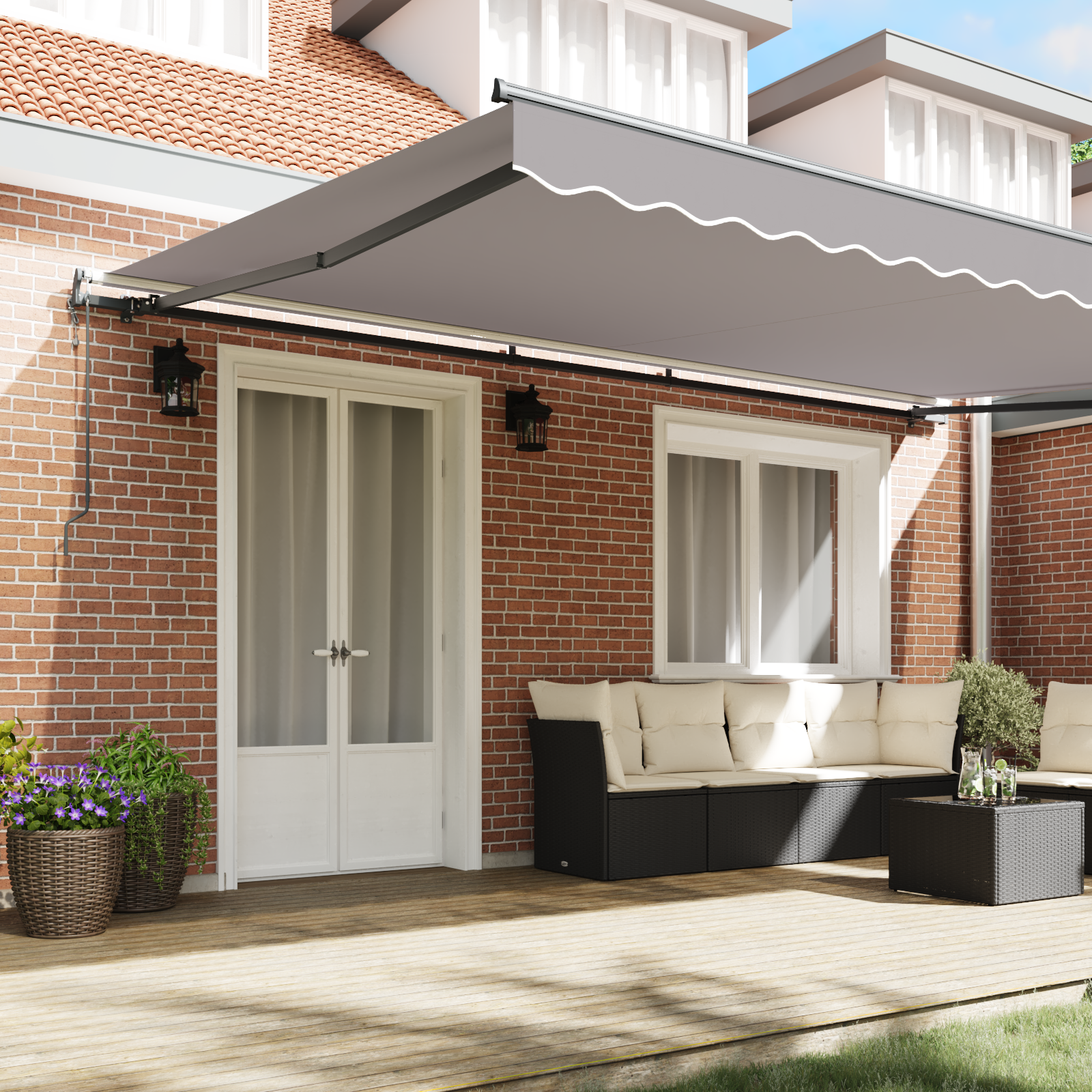 vidaXL Automatische oprollende zonnescherm Lichtgrijs 500 x 300 cm
