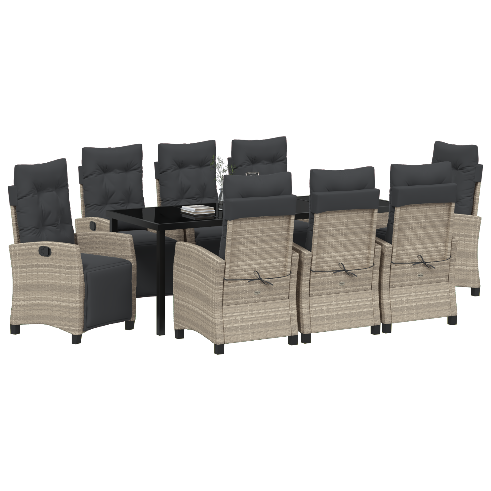 vidaXL 9-delige Tuinset - Lichtgrijs Poly Rattan