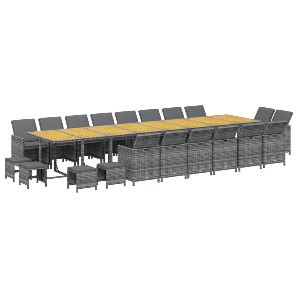 vidaXL 21-delige Tuinset met kussens poly rattan grijs