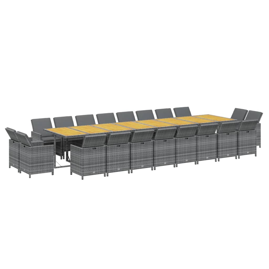 vidaXL 21-delige Tuinset met kussens poly rattan grijs