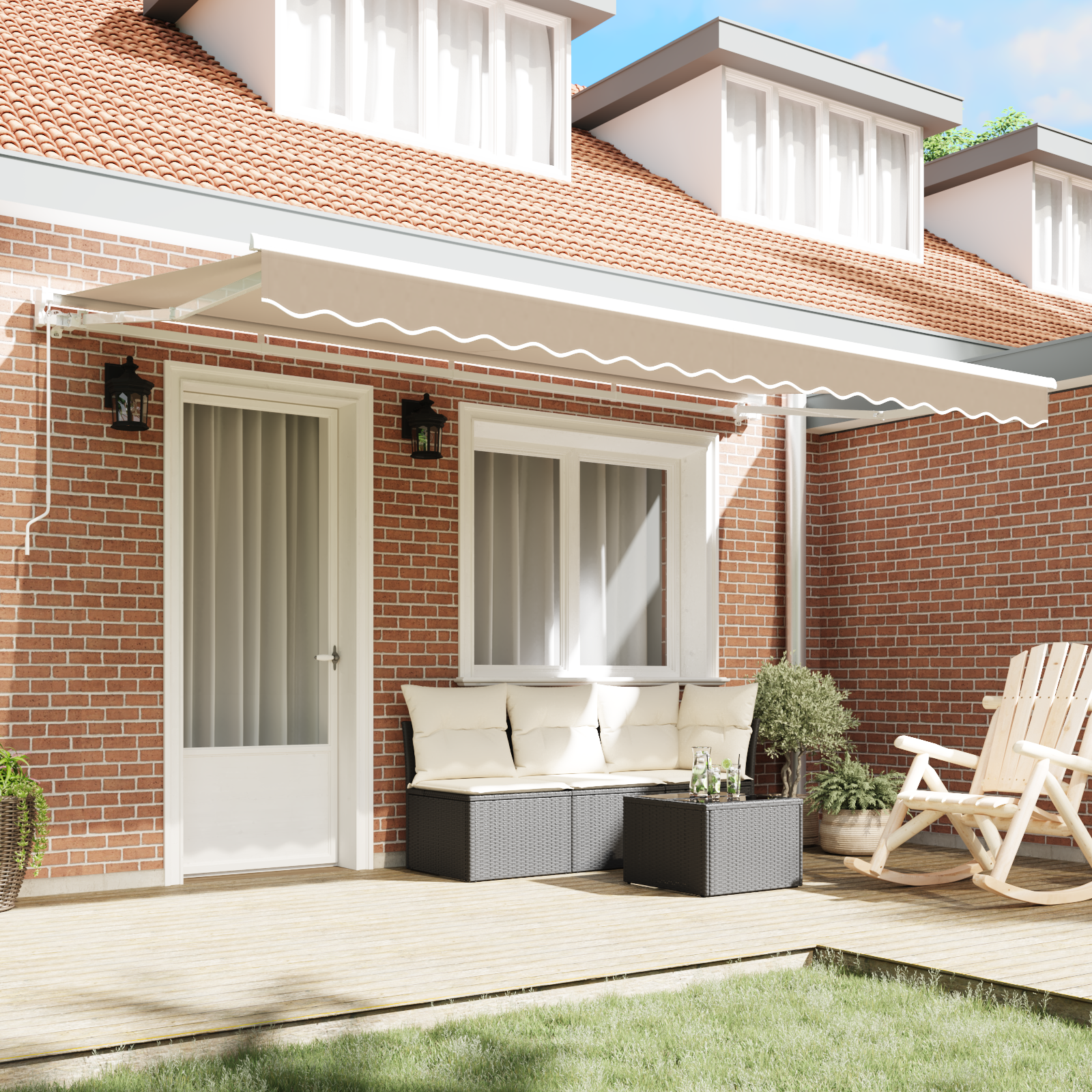 vidaXL Luifel Vervangstof voor 4x2 m Frame Beige