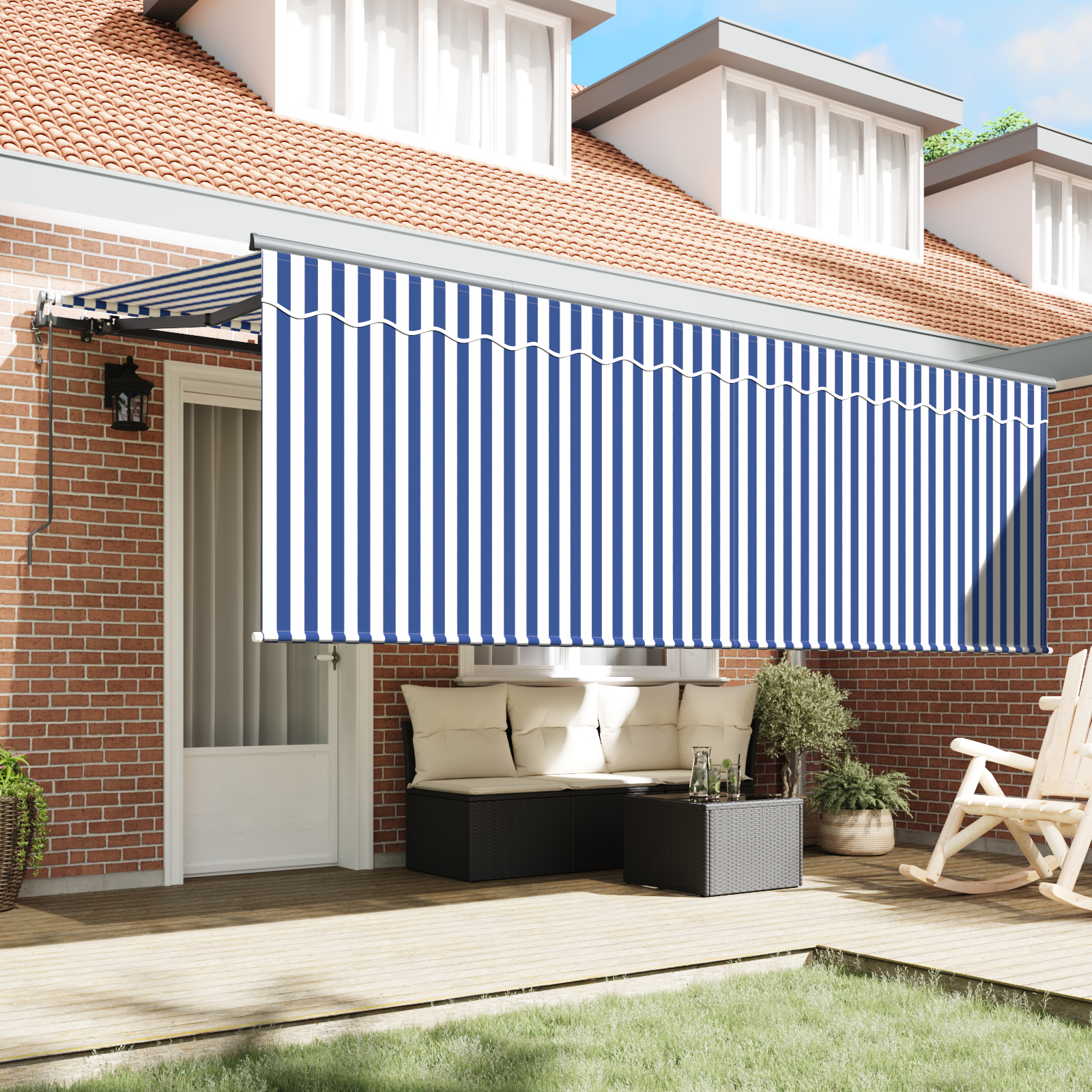 vidaXL Zonwering met Screen Crème 350 x 200 x 120 cm Stof, Metaal