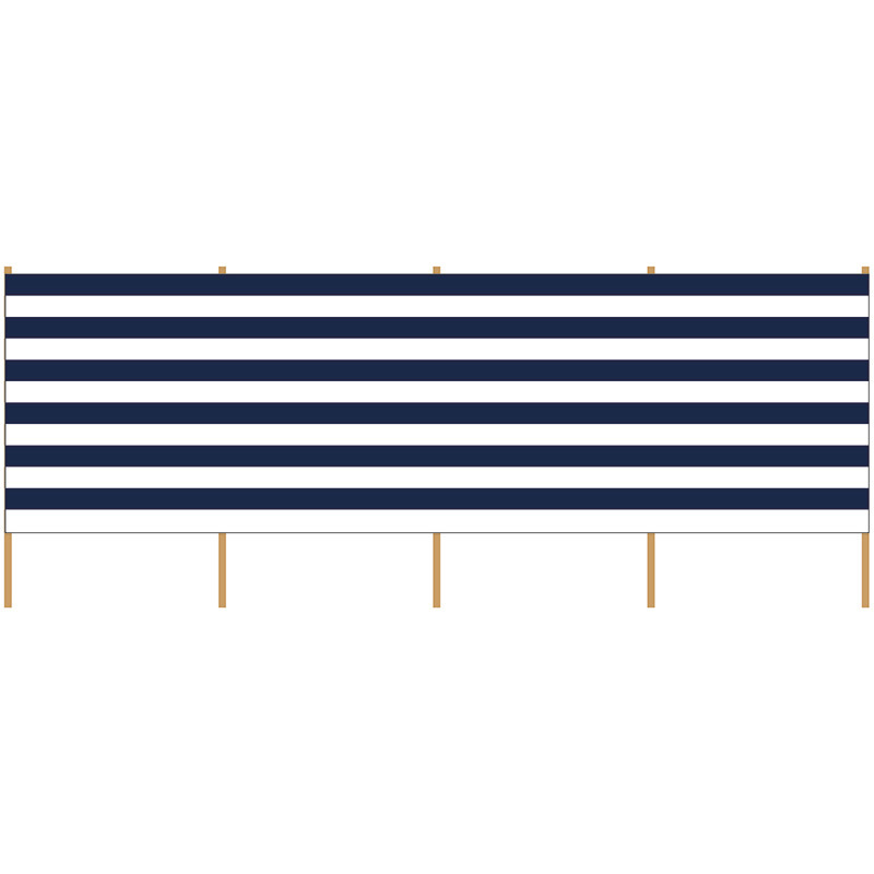 Gebro 3x Stuks strand/camping kunststof windscherm gestreept wit/blauw 2,25 meter x 120 cm -