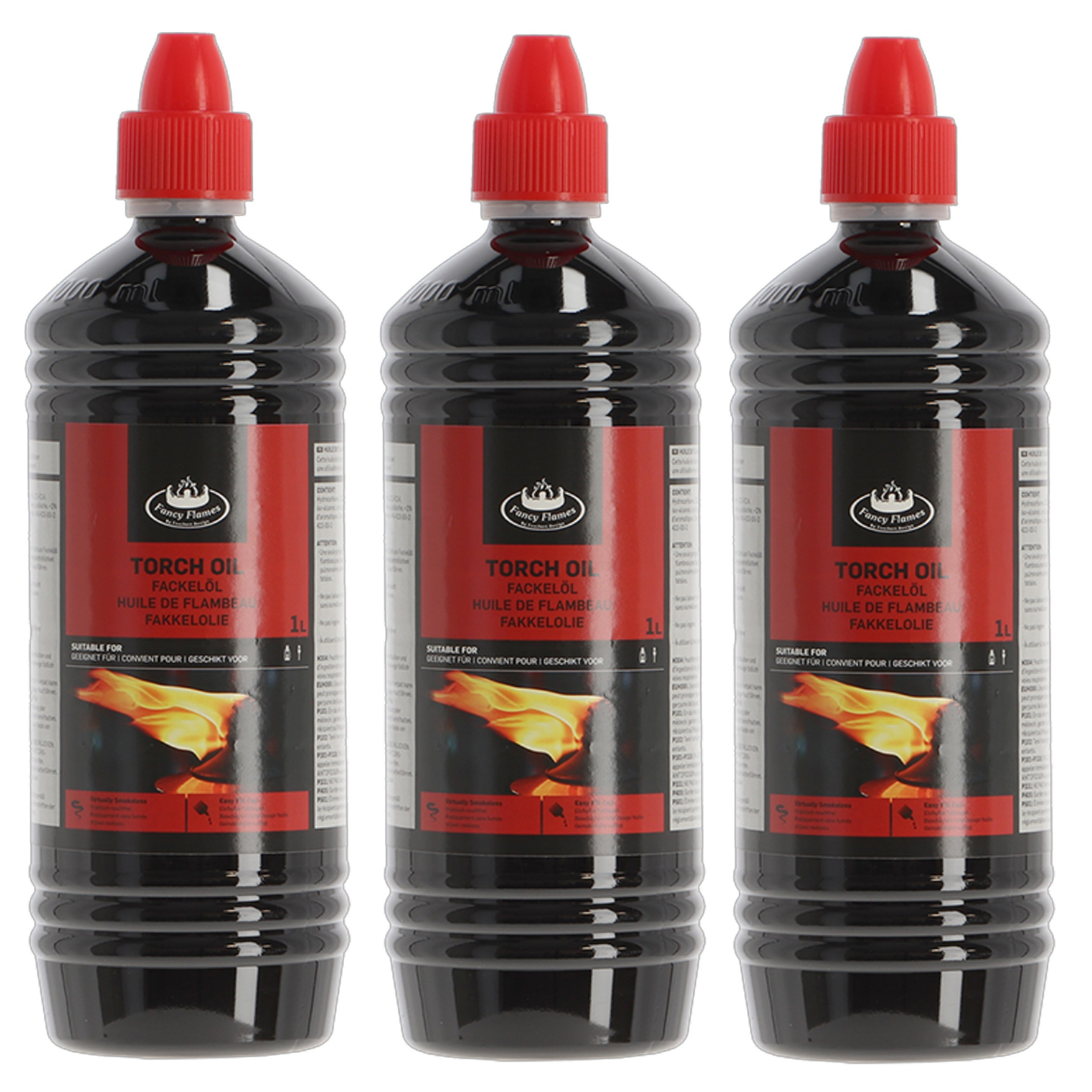 Fancy Flames Fakkelolie - 3x - 1 liter - lange brandduur - voor buitengebruik -
