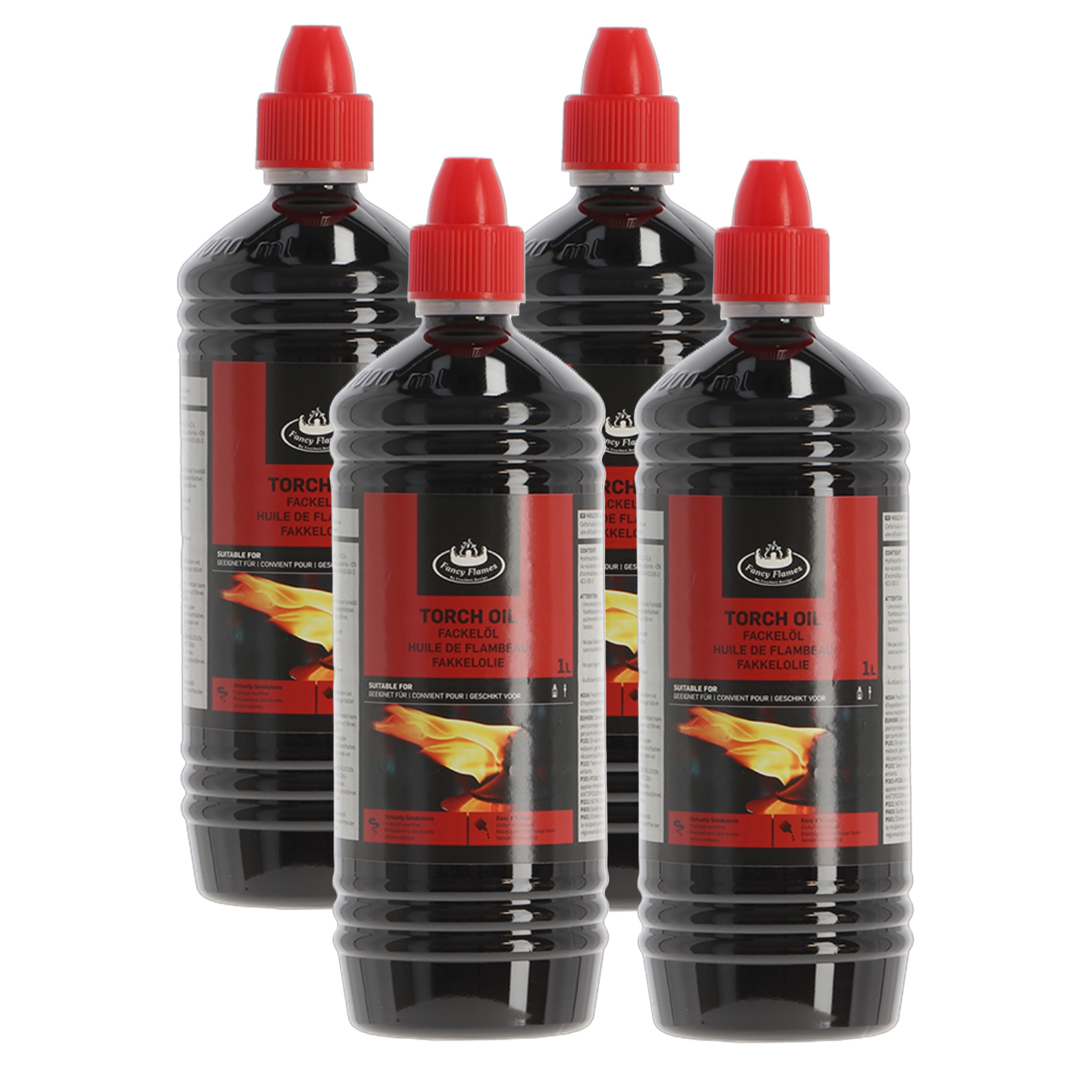 Fancy Flames Fakkelolie - 4x - 1 liter - lange brandduur - voor buitengebruik -
