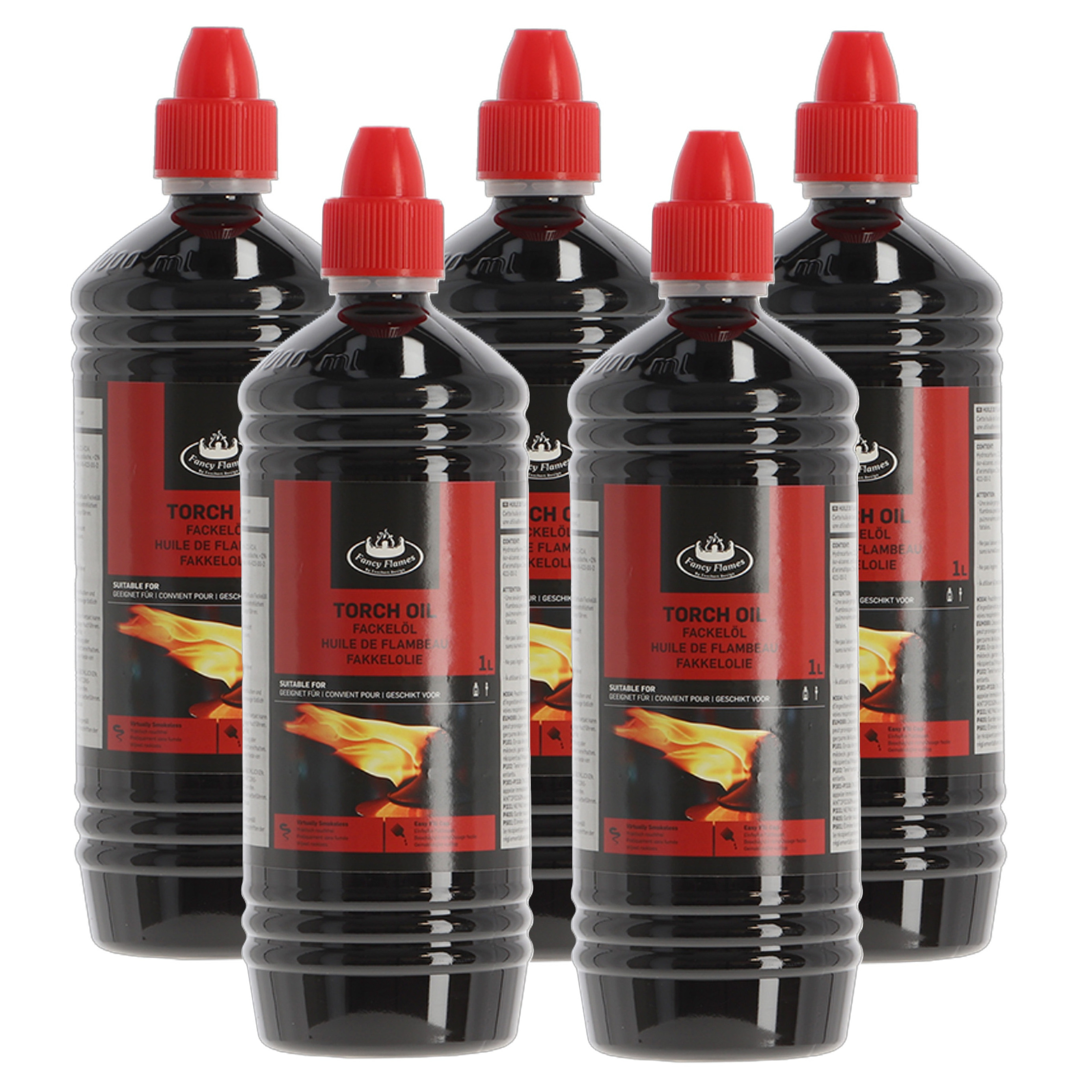 Fancy Flames Fakkelolie - 5x - 1 liter - lange brandduur - voor buitengebruik -