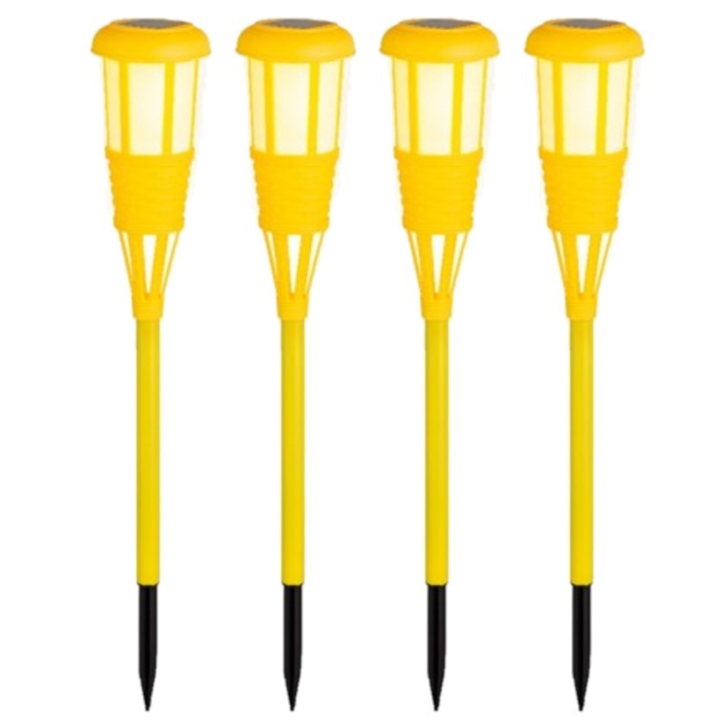 Lumineo 8x stuks solar tuinfakkel/tuinlamp geel op zonne-energie 61 cm -