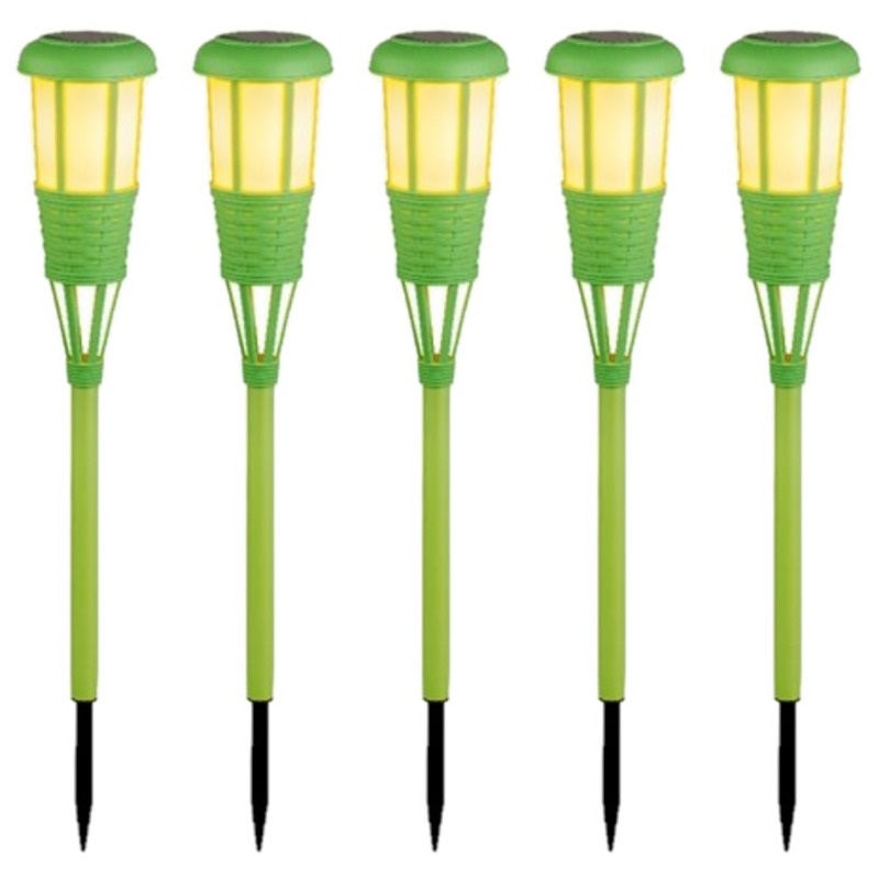 Lumineo 20x stuks solar tuinfakkel/tuinlamp groen op zonne-energie 61 cm -
