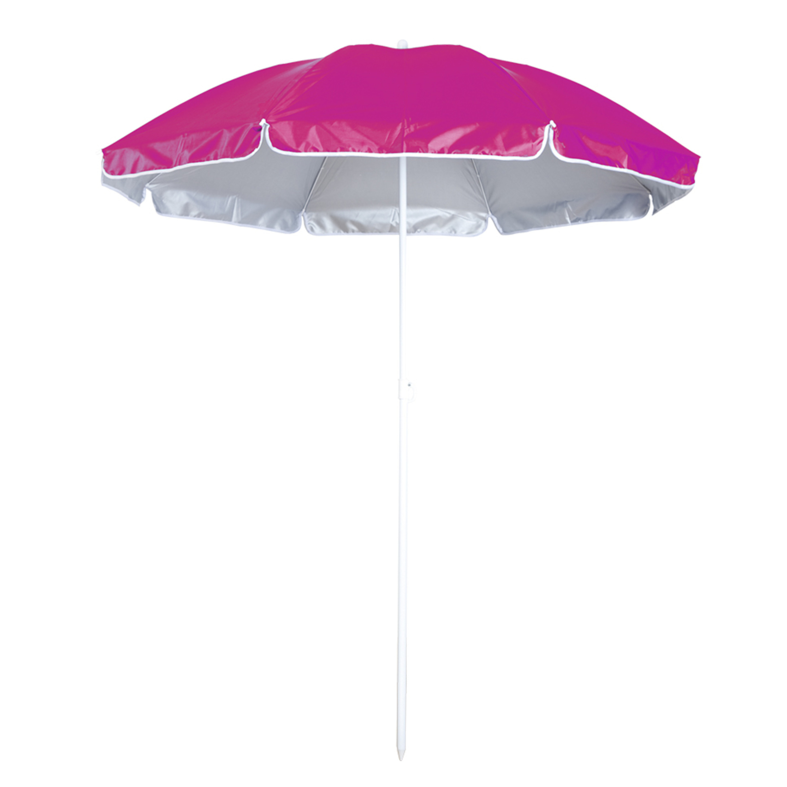 Merkloos Strand Parasol Lima - D150 cm - fuchsia roze - opvouwbaar - verstelbare hoogte - met opbergtas -