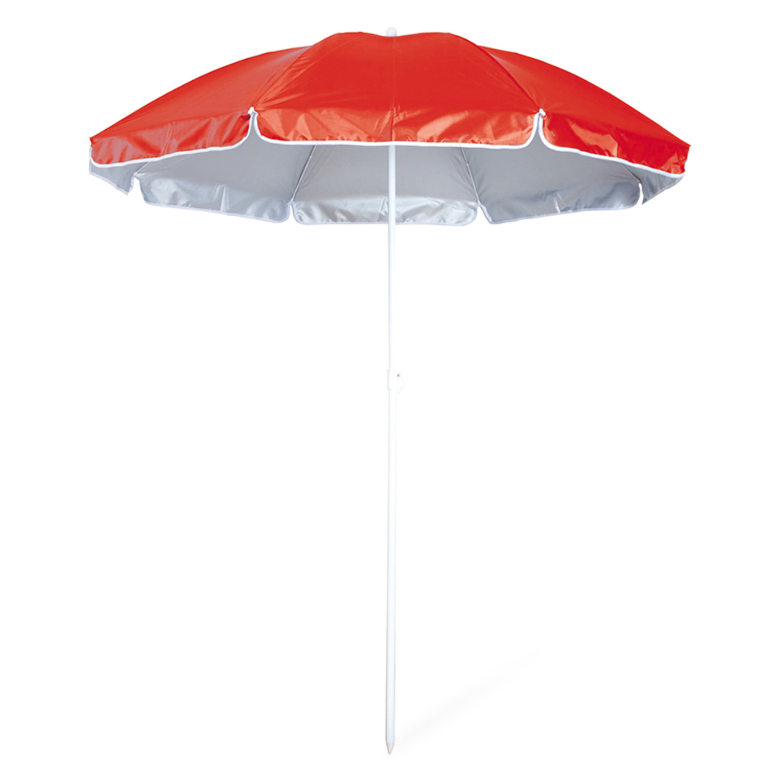 Merkloos Strand Parasol Lima - D150 cm - rood - opvouwbaar - verstelbare hoogte - met opbergtas -