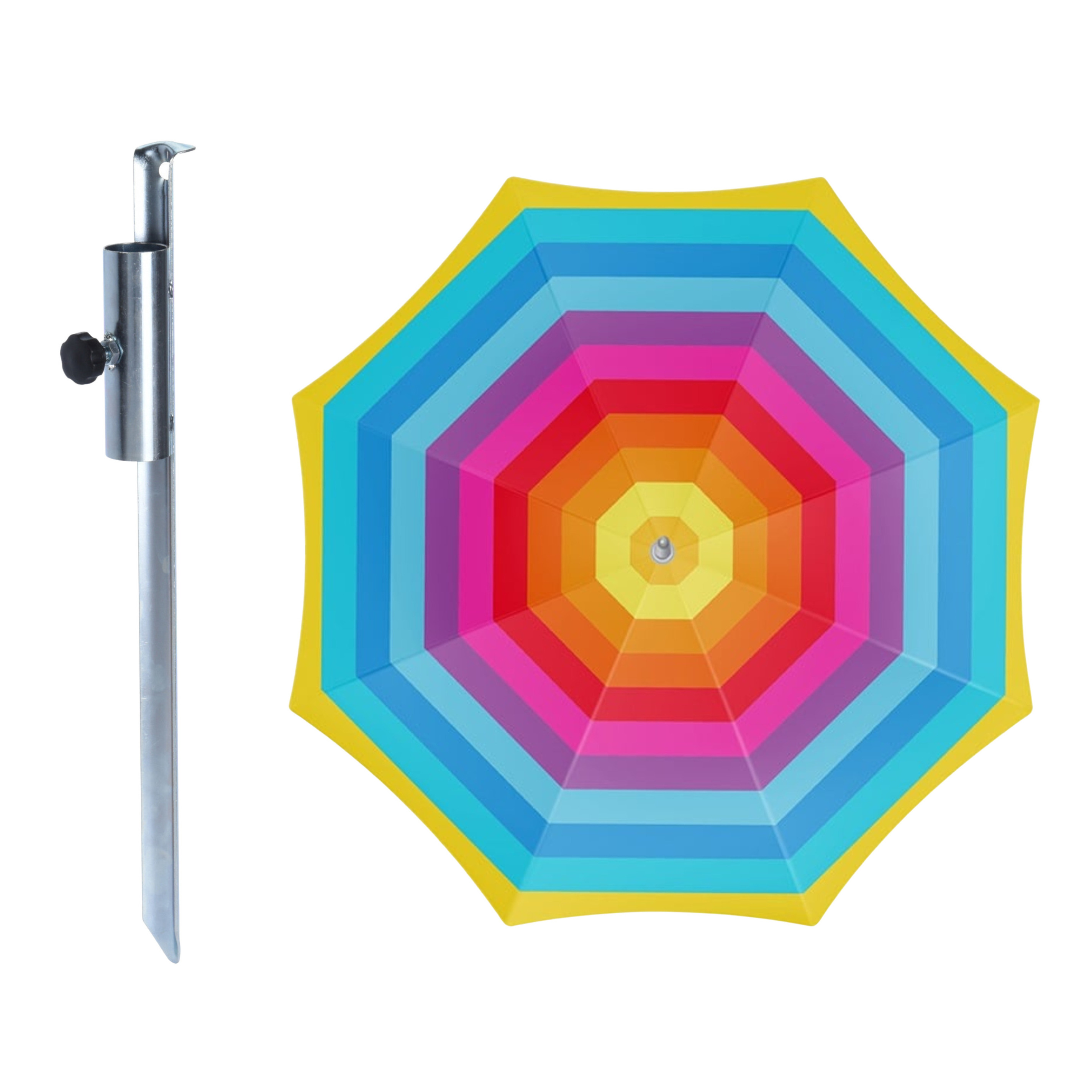 Outdoor Strand / tuin / camping parasol Aruba - met metalen grondharing - D180 cm - verstelbaar -