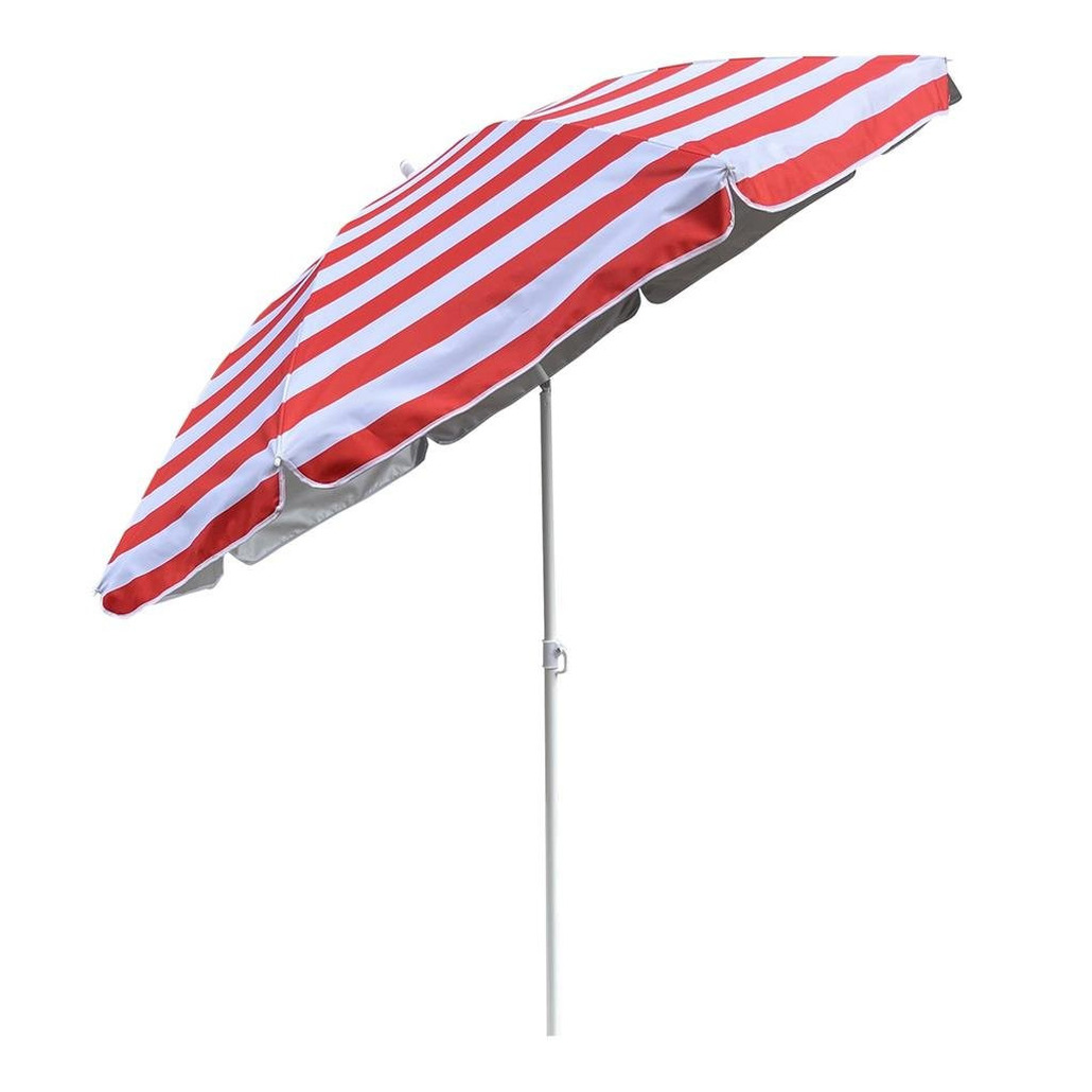 Outdoor Parasol Oslo - D180 cm - rood/wit - strepen - inklapbaar - zomer -